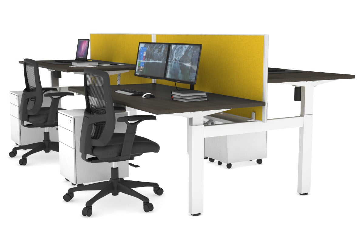 Adjustable 4-Person H Bench Workstation - White Frame [1600L x 800W] - Perfect for Office, Classroom, or Collaborative Workspace