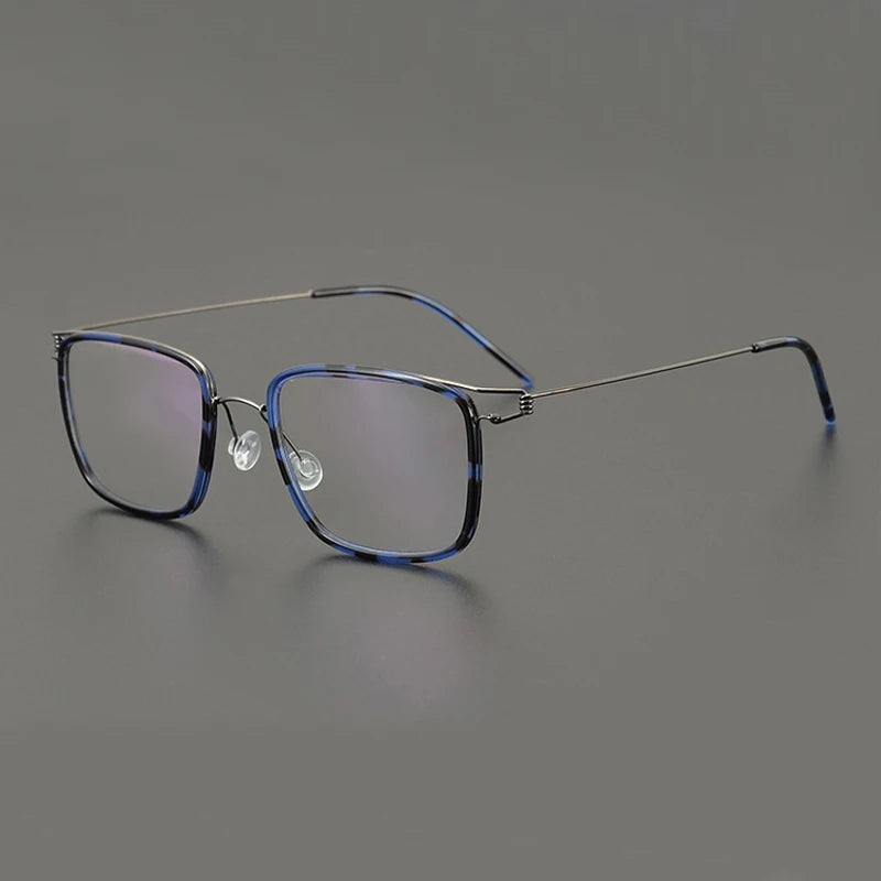 Stylish Unisex Black Titanium Square Screwless Eyeglasses Frame 6062 - Lightweight & Durable for Work, Reading & Fashion