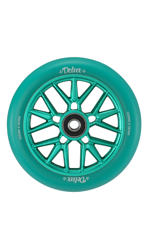 Envy Delux Scooter Wheels 120mm Teal/Teal - High Performance Skate Wheels for Scooters, Skateboards & Longboards - Perfect for Street Riding, Tricks & Commuting
