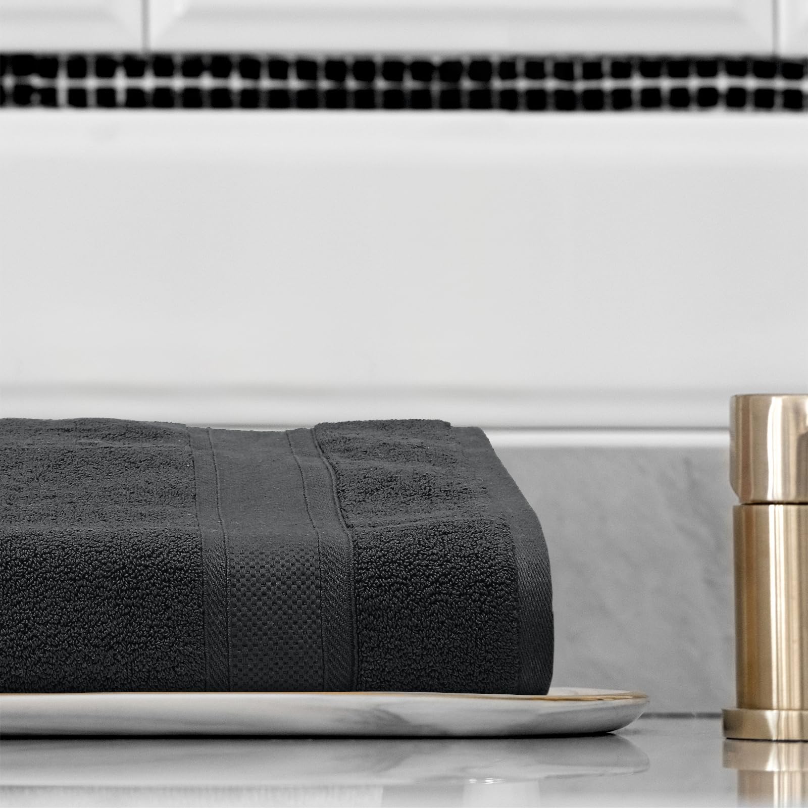 Magshion Extra Large Cotton Bath Towel Set of 2 - Oversized Quick-Dry Bath Sheets for Adults, Soft & Absorbent, Black - Perfect for Spa, Beach & Luxury Bathroom Use