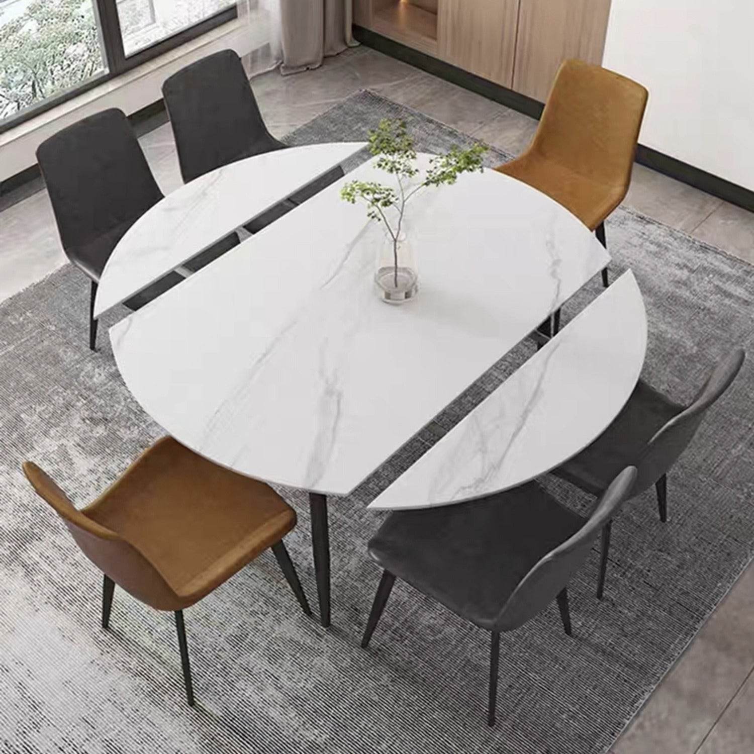 Mandalay Sintered Stone Extendable Dining Table - Modern Expandable Kitchen Table for 6-10 People - Perfect for Family Gatherings & Dinner Parties