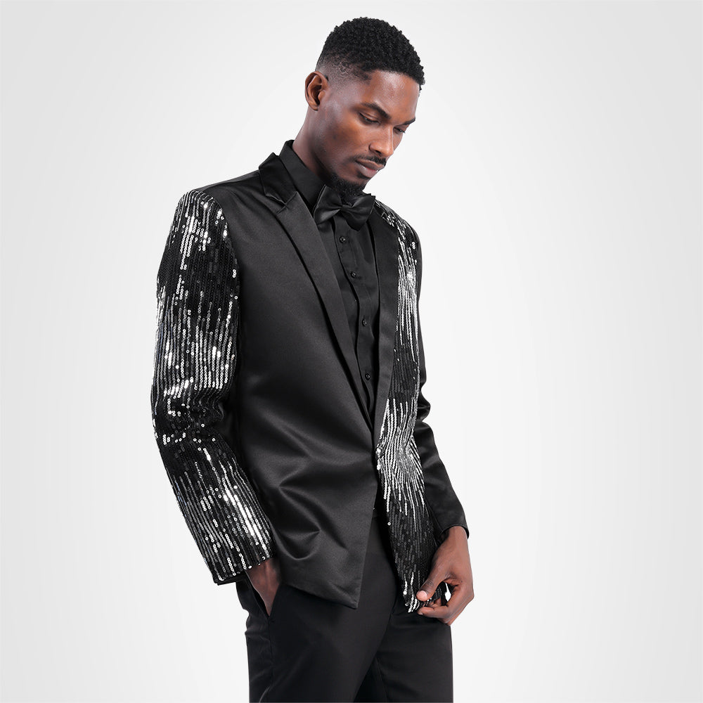 Elegant Black Sequin Prom Suit 2-Piece Set for Women | Sparkling Formal Outfit for Homecoming, Party & Special Occasions
