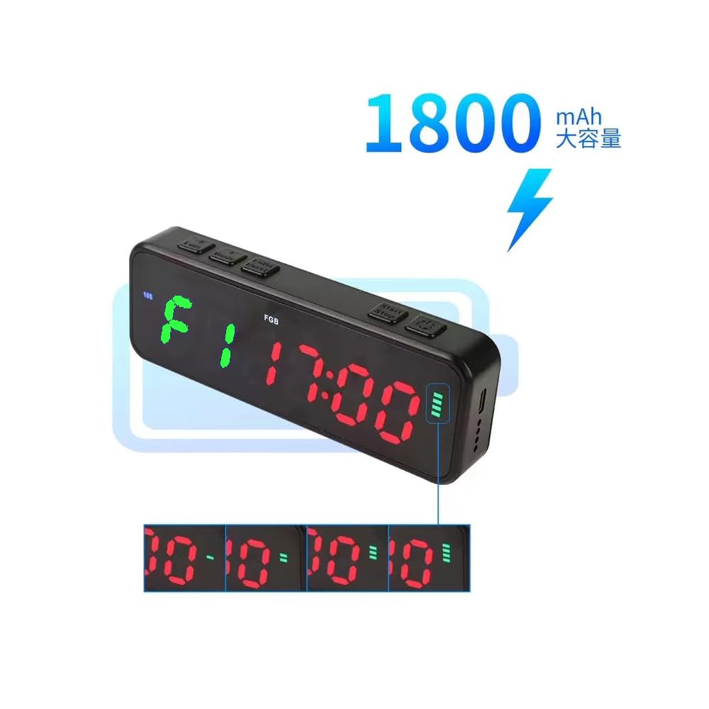 DEGOTM Mini LED Gym Timer - Digital Interval Countdown/Up Clock Stopwatch with 1 Inch Ultra-Clear Display for Home Gym, CrossFit, HIIT & Boxing Workouts