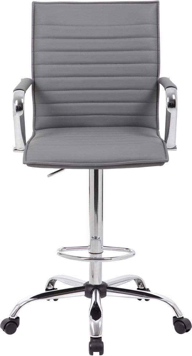 Boss Vinyl Ribbed Drafting Stool [B16533C BK] - Adjustable Height Bar Stool for Office, Kitchen, or Studio - Comfortable & Durable Seating Solution