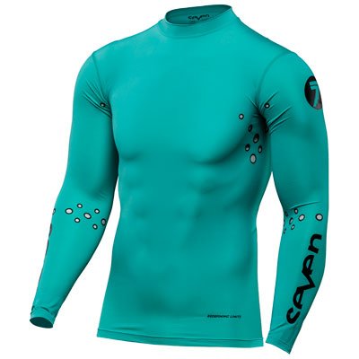Seven Zero Blade Laser Cut Compression Jersey - Medium, Aqua - Performance Athletic Shirt for Running, Cycling & Workouts