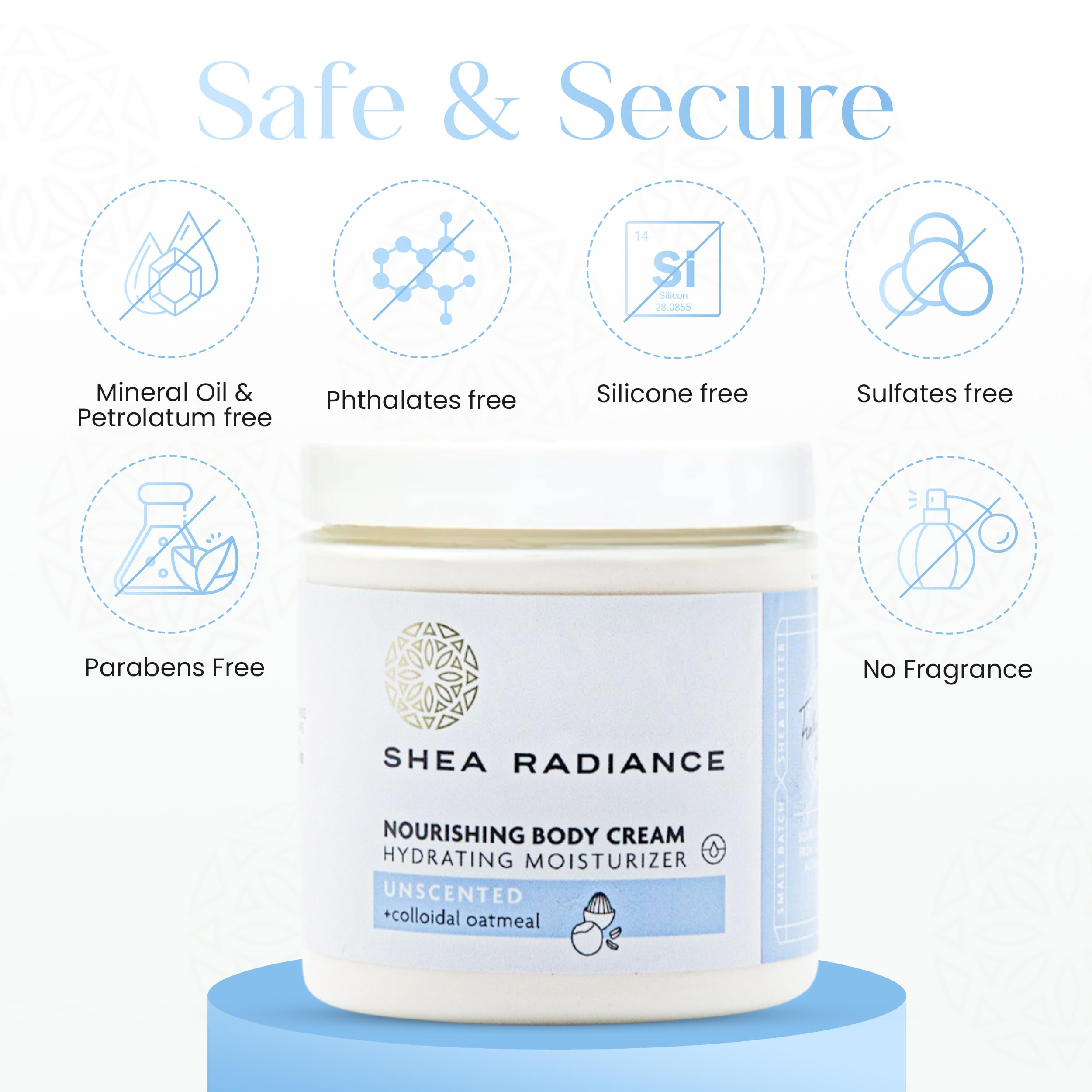 Shea Radiance Colloidal Oatmeal Body Cream - Unscented Moisturizer for Sensitive Skin | 8 oz Hydrating Lotion with Long-Lasting Moisture | Perfect for Dry Skin Relief & Daily Nourishment