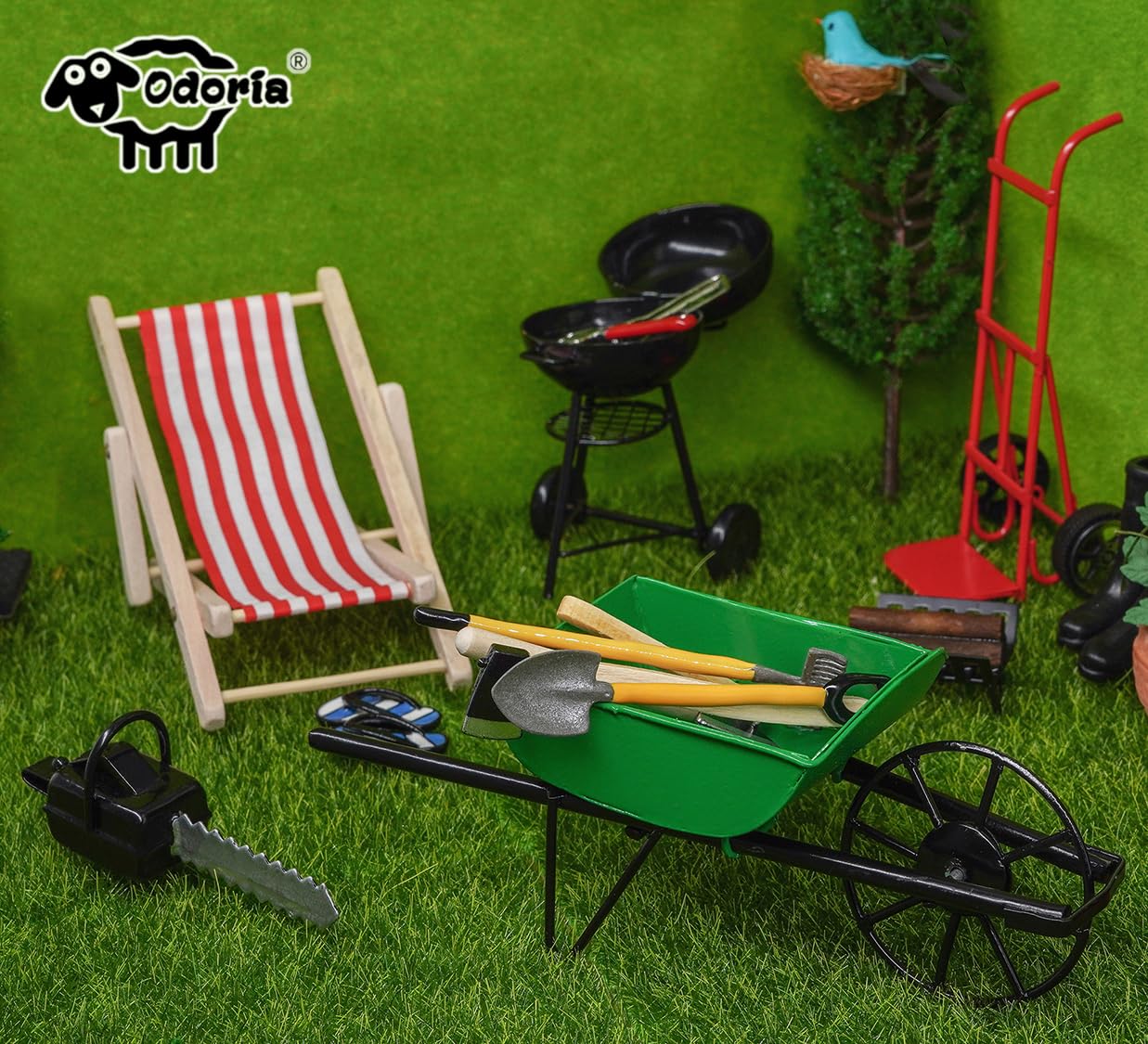 Odoria 1/12 Scale Miniature Toolbox Set with 8Pcs Tools - Realistic Dollhouse Garage Accessories for DIY Model Building, Miniature Scenes & Collectors