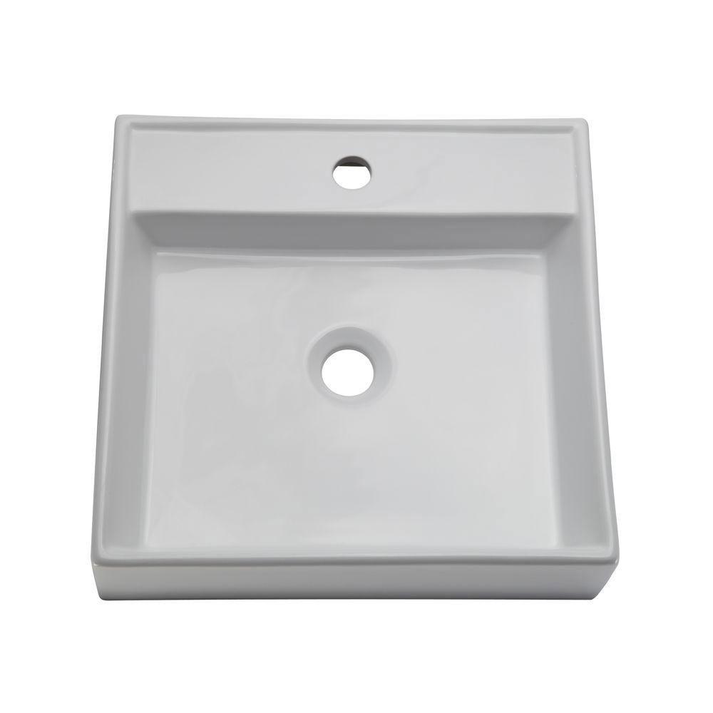 Decolav 1464 CWH Classic Low Profile Square Above Counter Bathroom Sink - White - Perfect for Modern & Small Bathrooms, Powder Rooms & Vanities