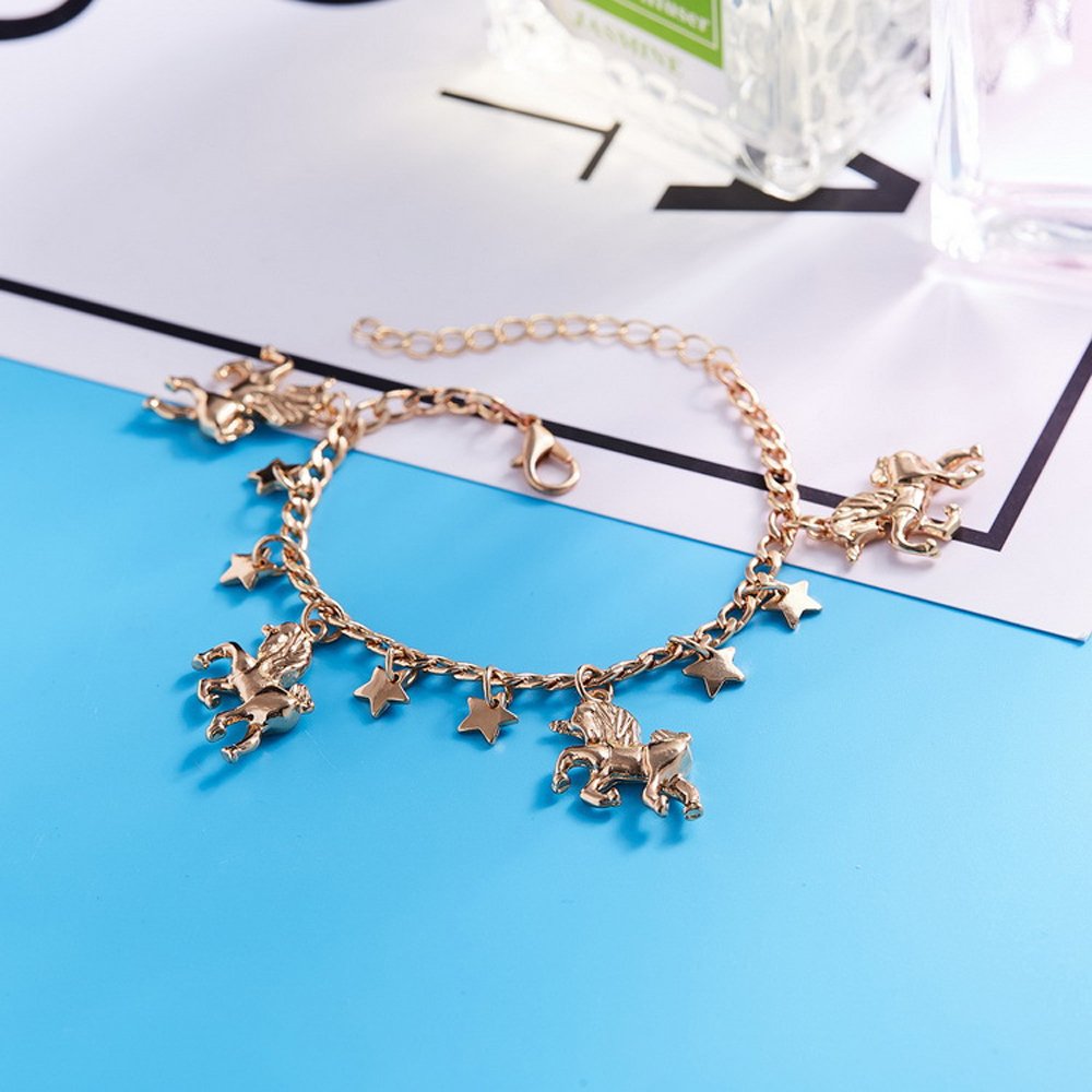 Magical Unicorn Charm Bracelet for Girls - Sparkly Rainbow Star Disc Animal Bracelet Jewelry Gift for Kids, Teens & Women | Perfect for Birthday, Party Favors & Everyday Wear