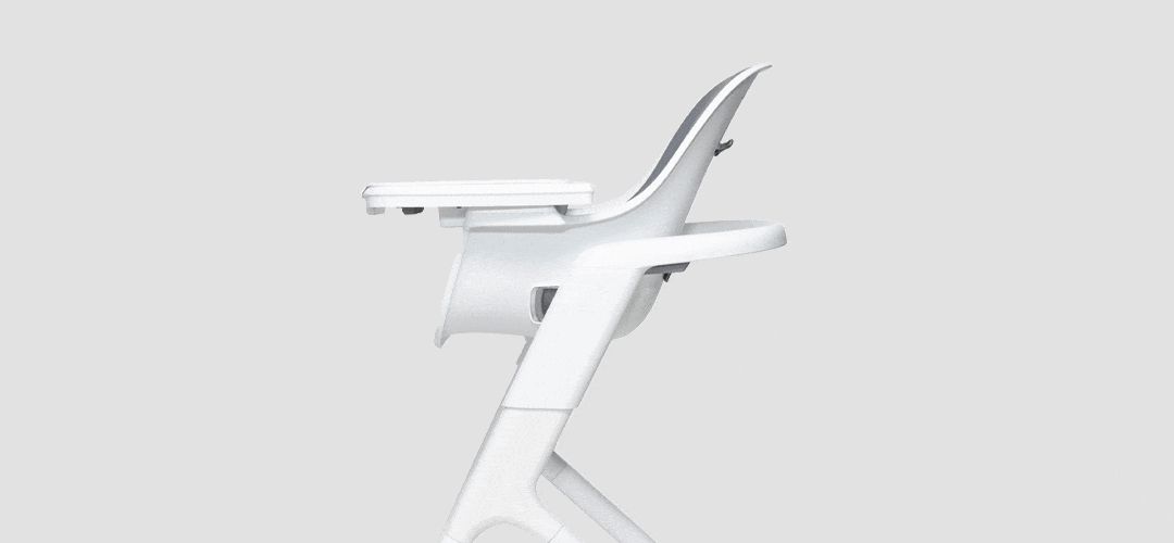 4moms Connect High Chair - Adjustable Baby Feeding Chair with Easy Clean Tray, White & Grey | Perfect for Dining, Weaning & Family Mealtime