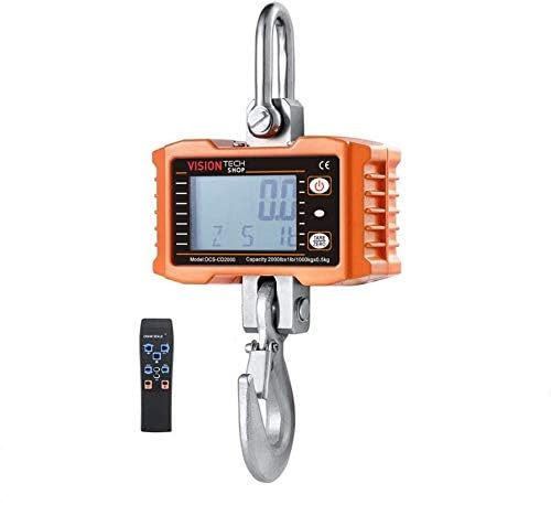 Digital Crane Scale 2000lb/1000kg - Heavy Duty Hanging Scale with LCD Backlight Display - Portable & Compact for Farm, Factory, Warehouse, Shipping, Logistics, Construction