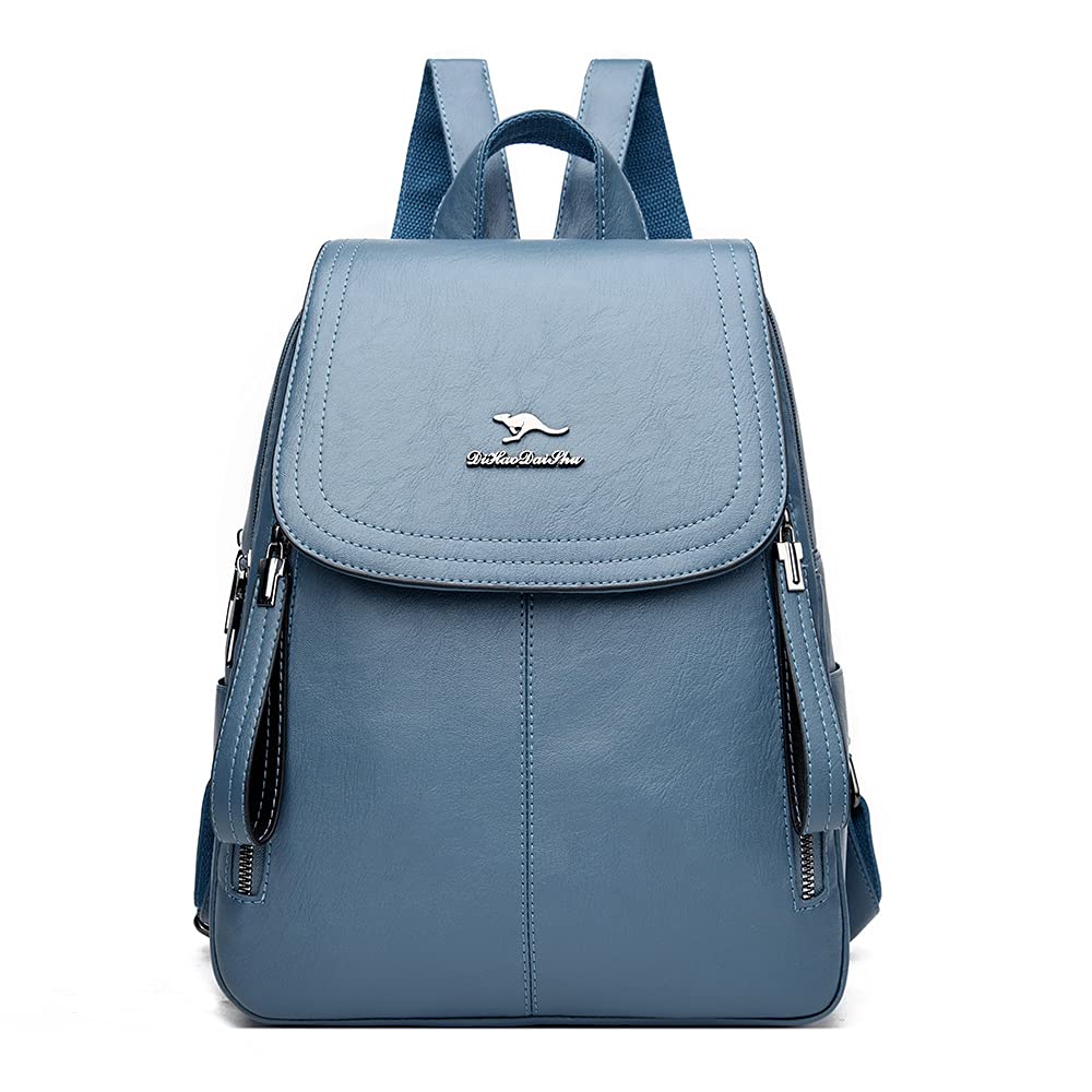 Kangaroo Super Soft PU Leather Backpack for Women - Light Blue Convertible Satchel Handbag, Fashionable Shoulder Bag & Multipurpose Purse - Perfect for Work, Travel & School Accessories