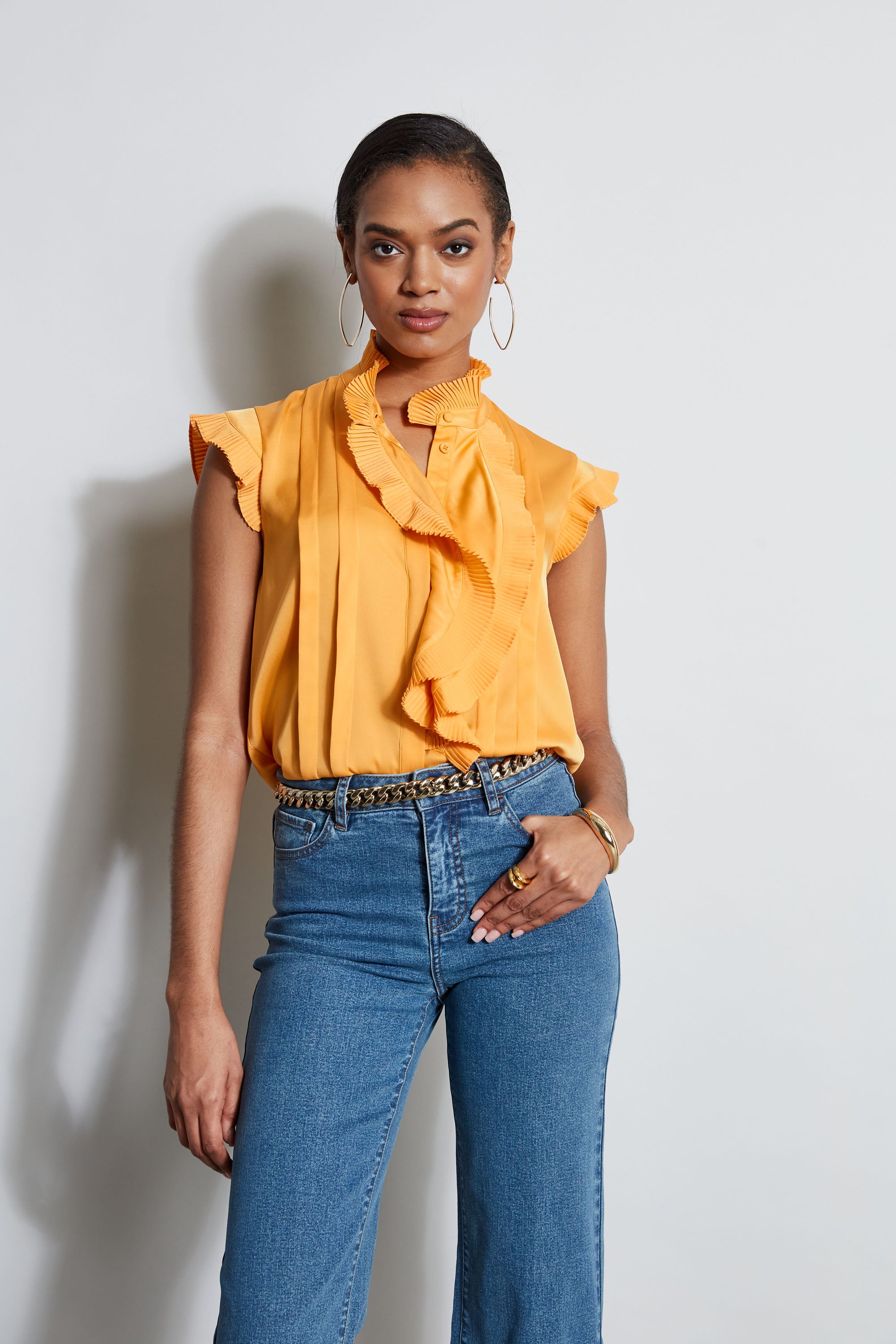 Elegant Silk Ruffle Blouse for Women - Flowy Cascading Sleeves & Feminine Details | Perfect for Office Wear, Date Nights & Special Occasions