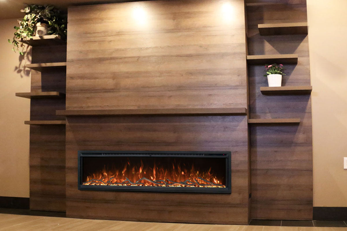 Modern Flames Allwood Fireplace Media Wall in Weathered Walnut - 60