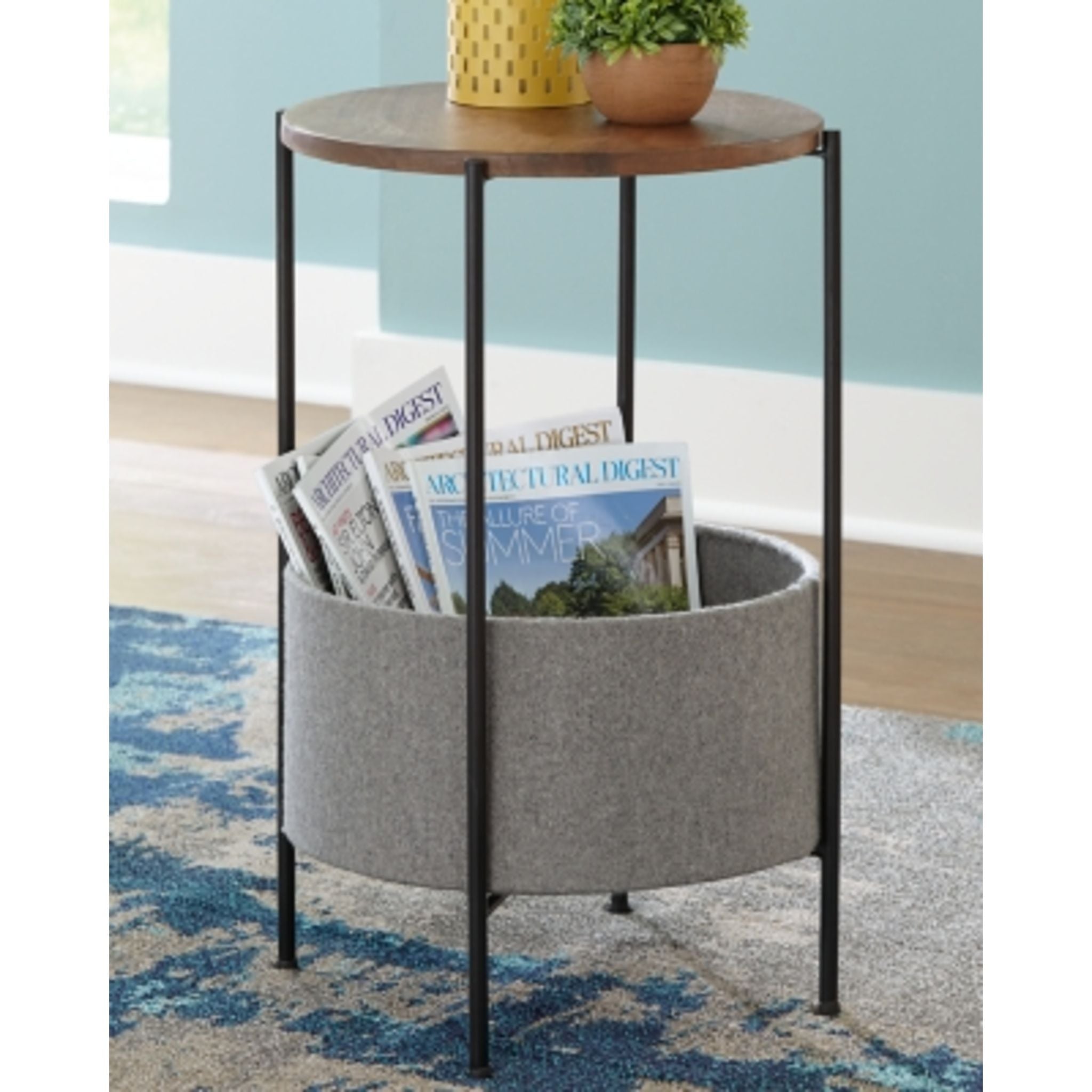 Brookway Modern Accent Table - Black & Light Gray End Table for Living Room, Bedroom, or Office - Stylish Side Table with Durable Finish