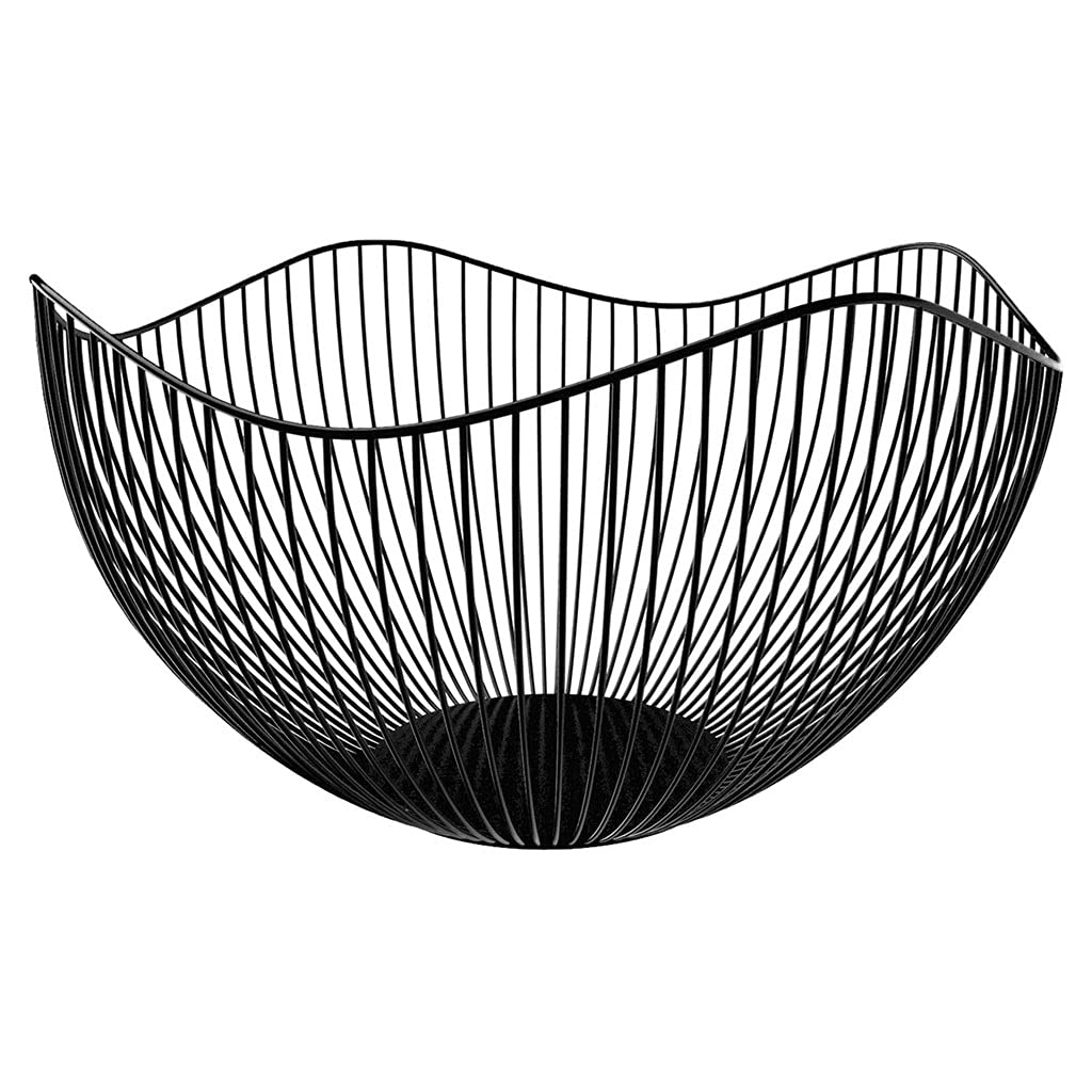 Modern Metal Fruit Basket - Wire Snack Bread Vegetable Storage Bowl with Handle, Kitchen Organizer for Eggs, Desserts, Cakes - Nordic Style Countertop Display for Dining Room, Pantry & Party Serving