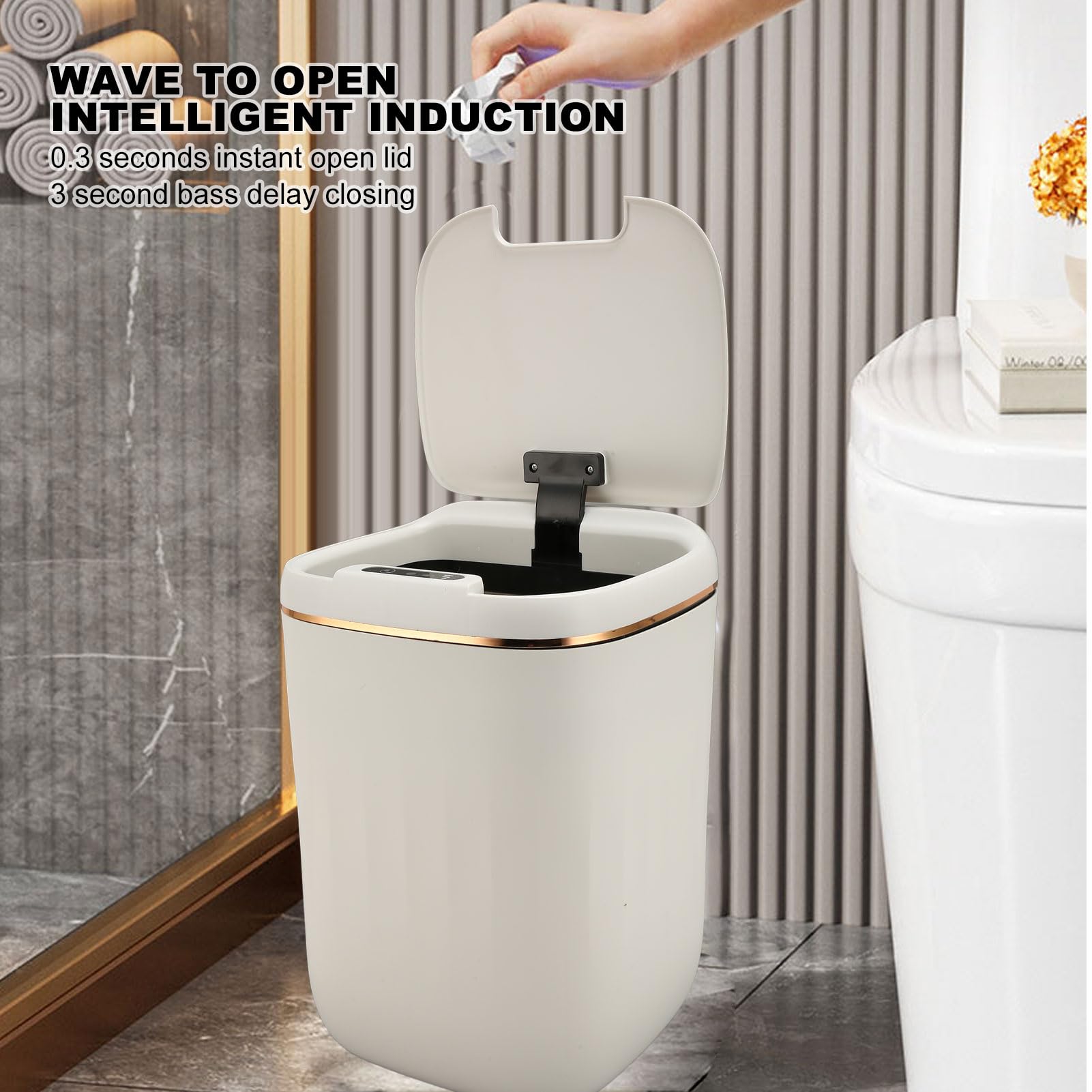20L High Capacity Automatic Touchless Trash Can with Motion Sensor Lid - Rechargeable Waterproof Smart Trash Bin for Bathroom, Kitchen, Office & Home Use - Hands-Free Motion Activated Waste Bin for Convenient Disposal