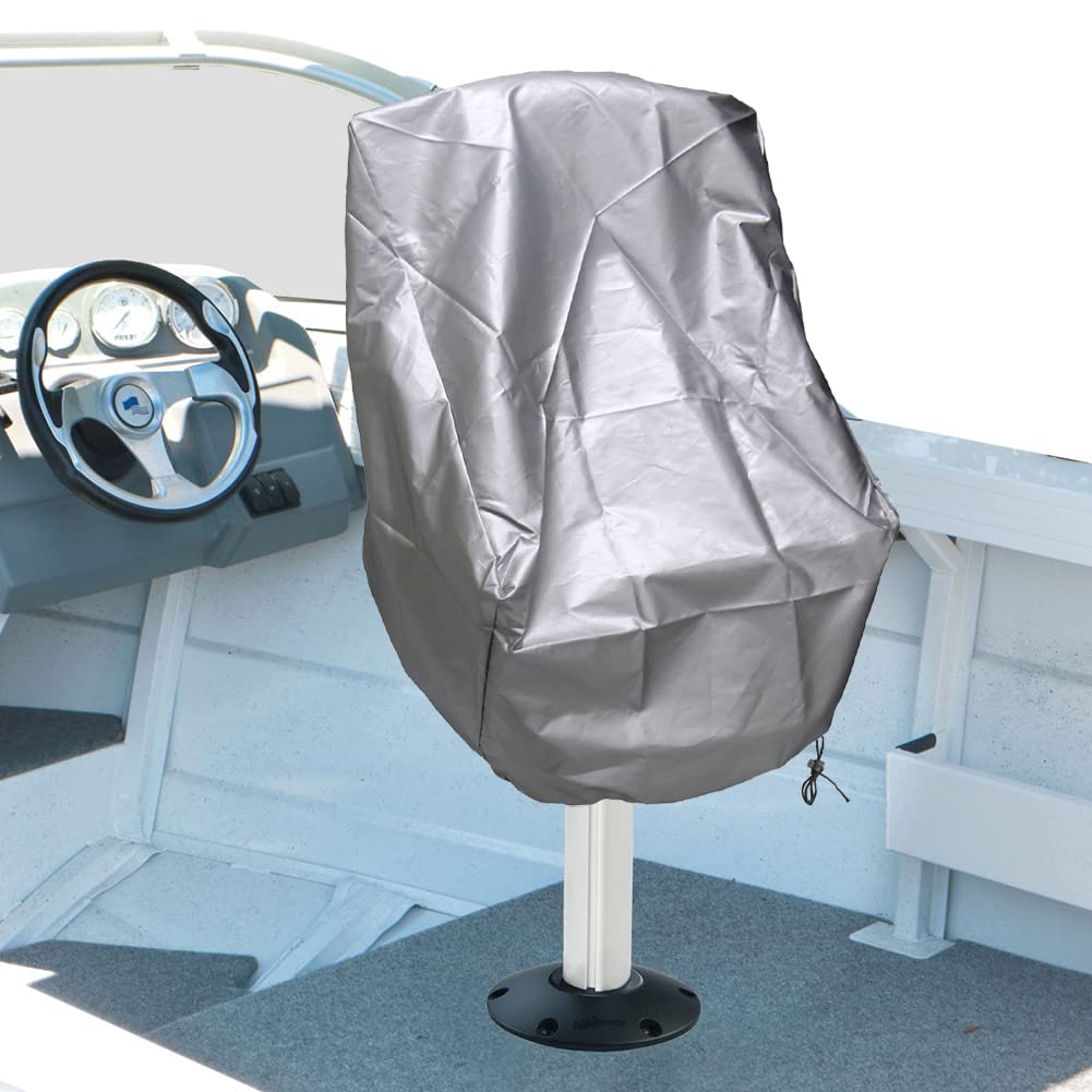 Waterproof 600D Boat Seat Cover for Pontoon, Captain's Chair & Bench - Outdoor Marine Grade Protection with Drawstring Hem | Ideal for Fishing Boats, Yachts & Deck Chairs