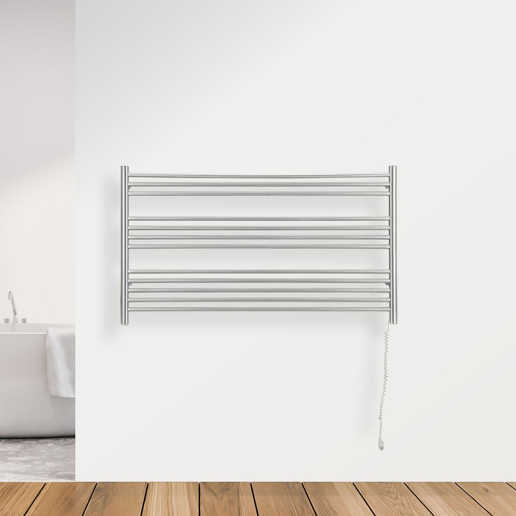 Amplify Dual 12 Bar Hardwired & Plug-In Towel Warmer - Brushed Stainless Steel - Perfect for Bathrooms, Spas & Luxury Hotels