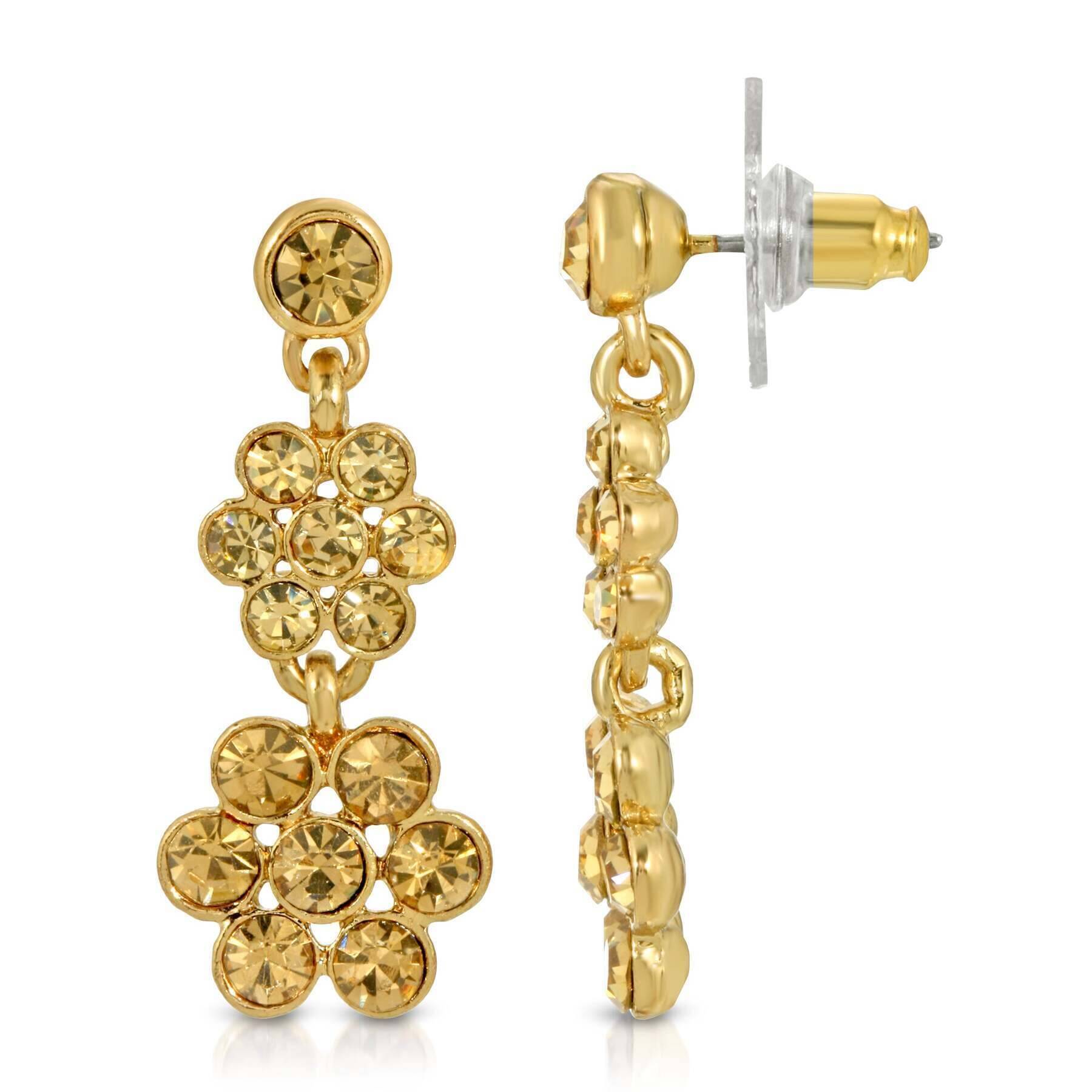 1928 Jewelry Light Colorado Topaz Flower Drop Earrings - Vintage Style Dangle Earrings for Women, Elegant Gemstone Jewelry Gift for Her - Perfect for Weddings, Parties & Special Occasions