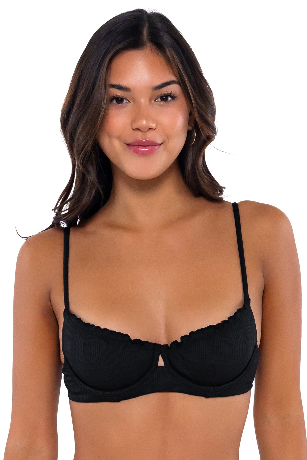 B Swim Black Baja Rib Lyra Bikini Top - Sexy Swimwear for Women, Summer Beach Vacation, Pool Party & Tropical Getaway