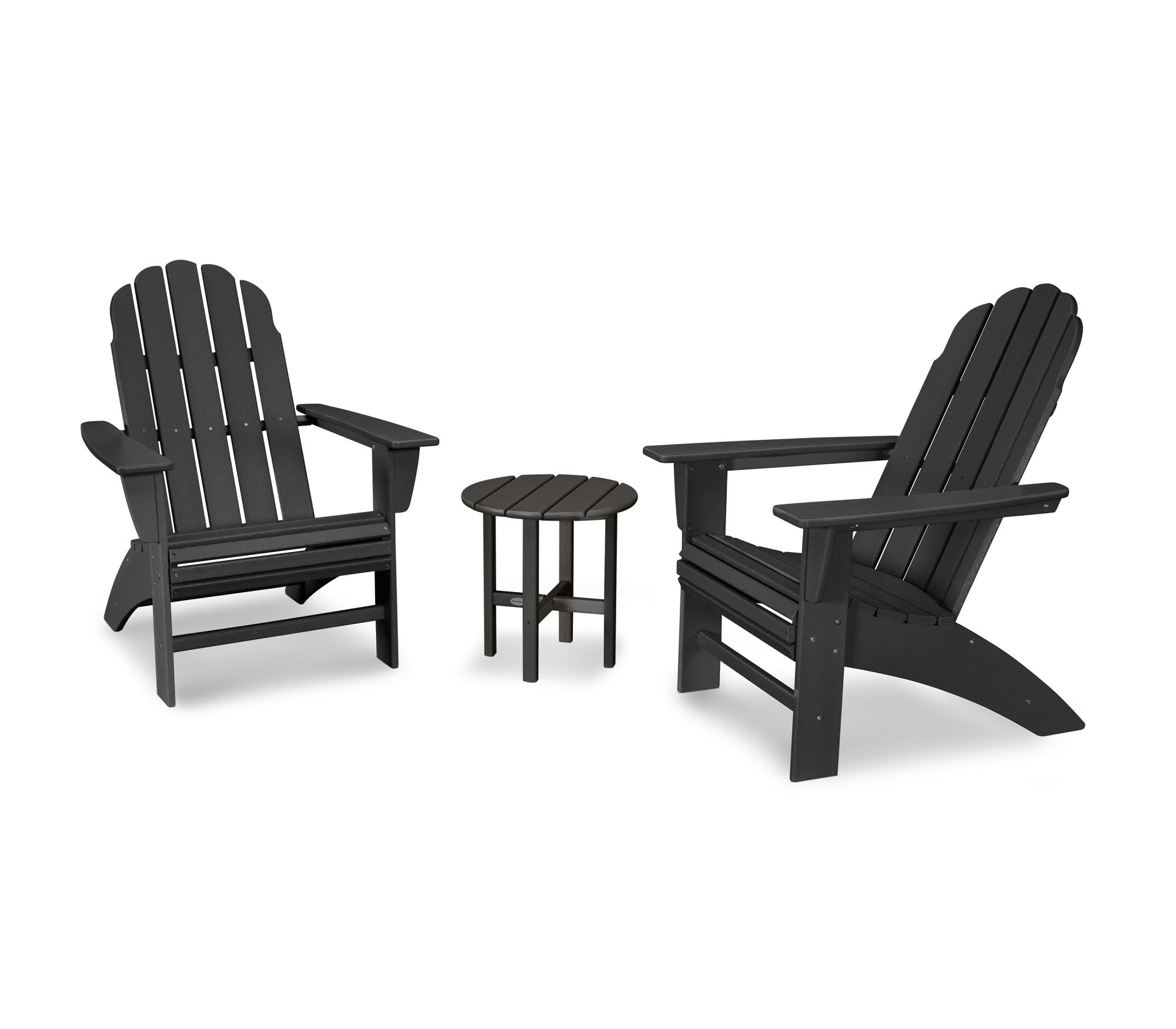 POLYWOOD Vineyard 3-Piece Curveback Adirondack Chair Set - Outdoor Patio Furniture for Garden, Poolside & Backyard Relaxation