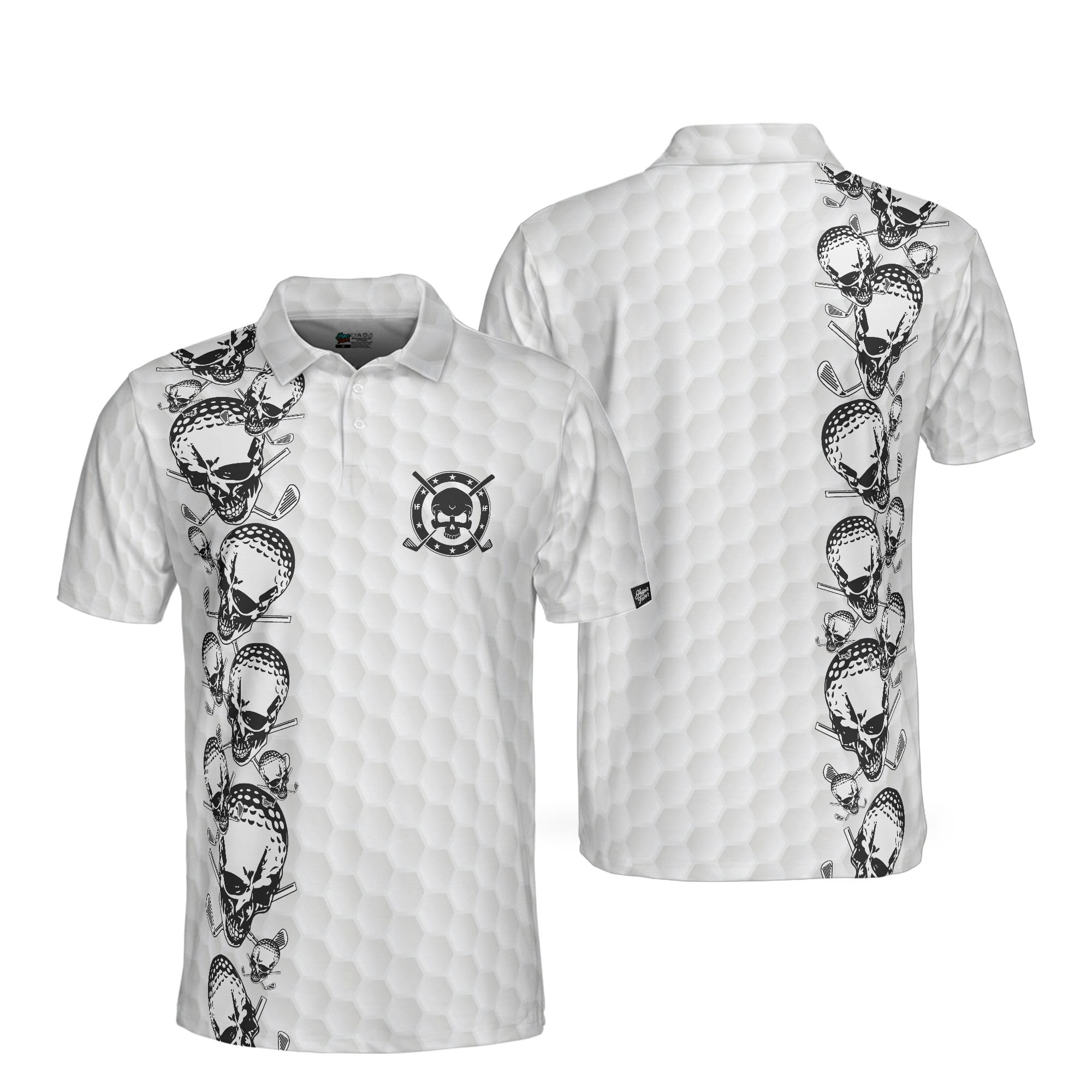 HYPERFAVOR Men's Skull Golf Polo Shirt - Quick Dry Short Sleeve Performance Shirt for Golfing & Casual Wear - Perfect for Golf Courses, Summer Outings & Weekend Activities