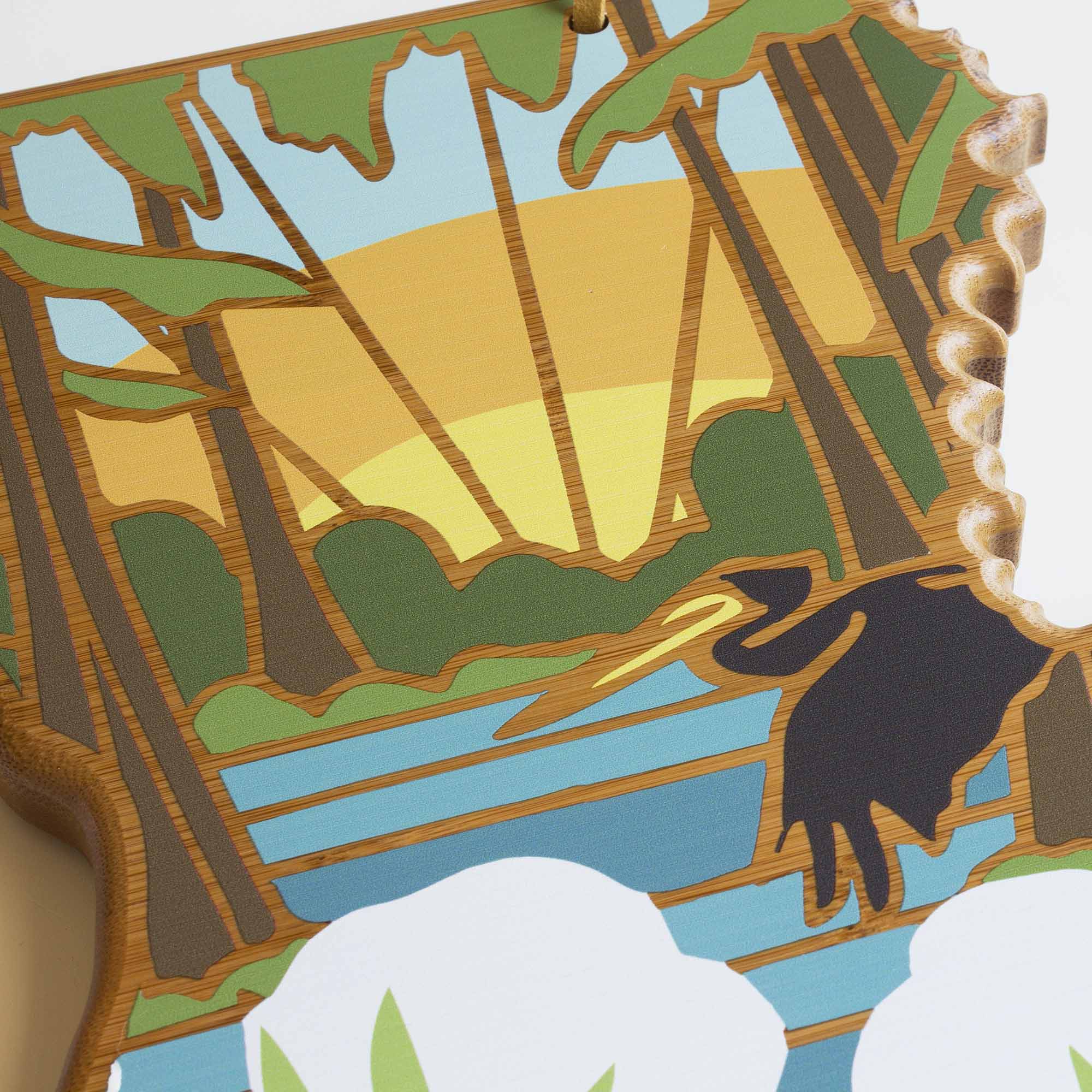 Handcrafted Louisiana Wood Cutting Board with Summer Stokes Artwork - Durable Kitchen Chopping Board for Meat, Vegetables & Cheese - Perfect for Home Cooking & Gifts