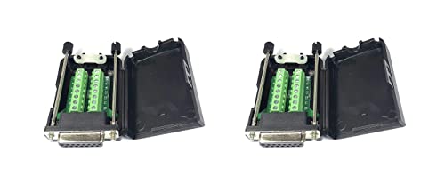 DB15 D-Sub Solderless Breakout Terminal Block Connector Kit (2PCS Female) for DIY Electronics Projects - Perfect for Arcade Machines, Industrial Controls & Computer Repair