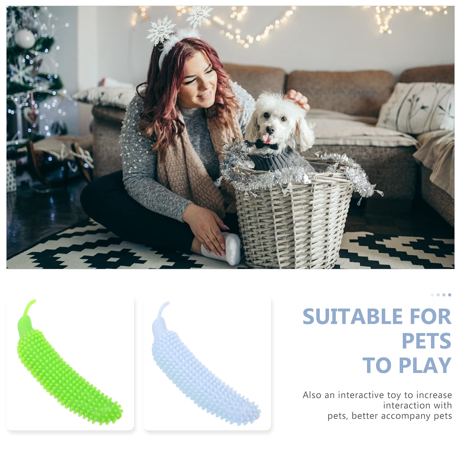 2Pcs Dog Teething Toys for Puppies - Funny Pet Chew Toys for Anxiety Relief & Dental Cleaning - Durable Puppy Supplies for Small & Medium Dogs - Perfect for Training, Playtime & Stress Relief