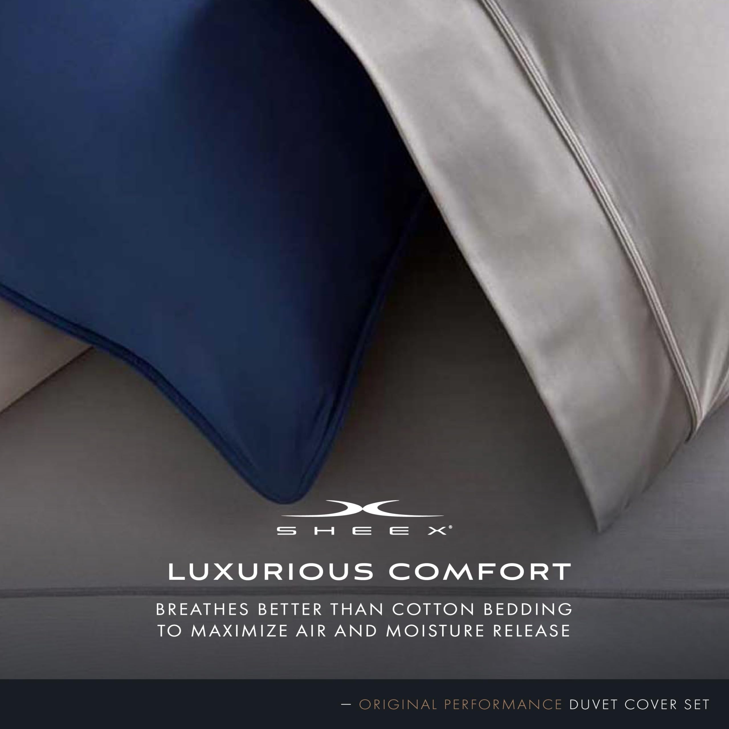 SHEEX Cooling Duvet Cover Set - Full/Queen with Pillow Shams for Bedroom Comfort