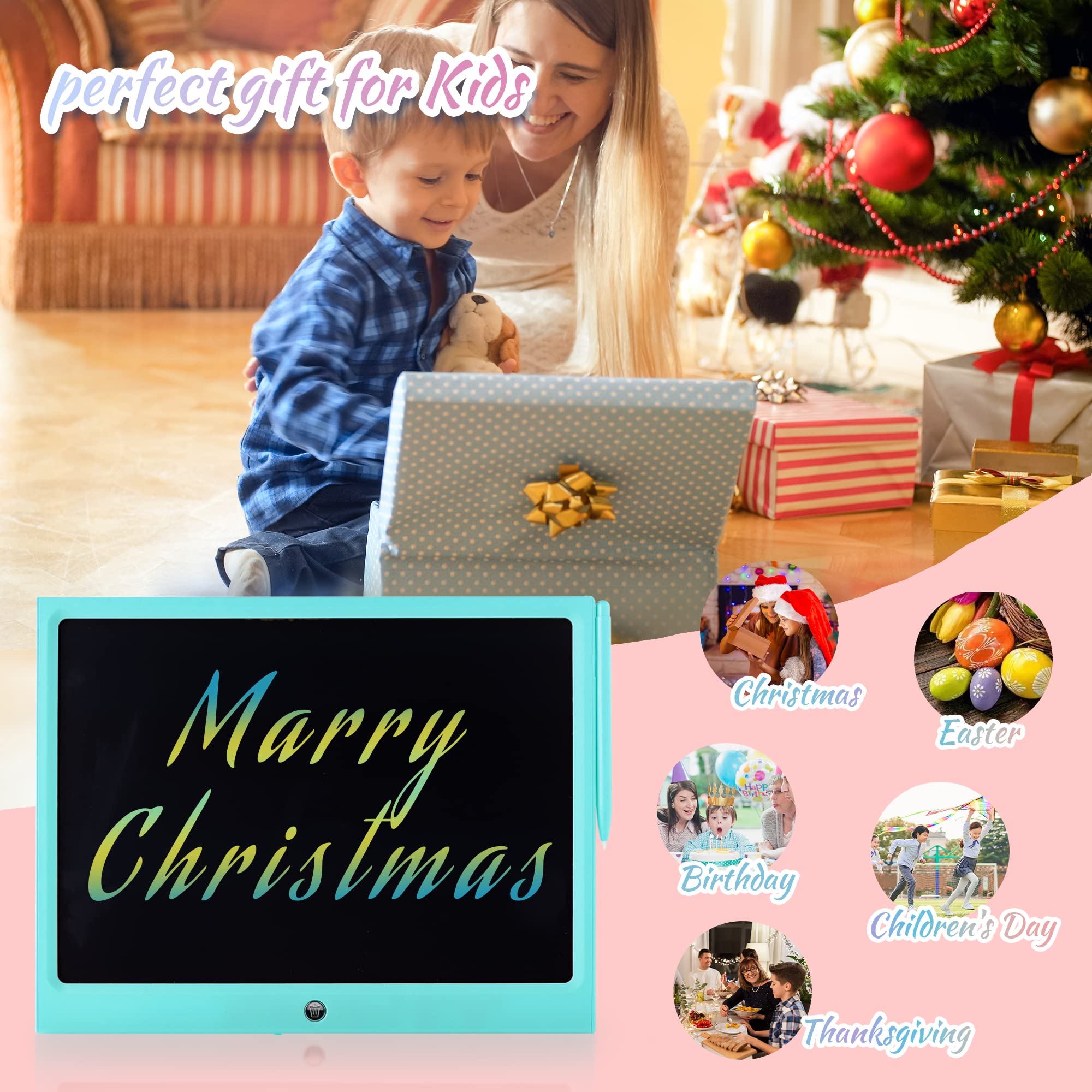 15 Inch LCD Writing Tablet for Kids - Colorful Electronic Doodle Board & Educational Drawing Pad | Perfect Christmas Birthday Gift for Boys & Girls Ages 3-9 | Ideal for Home, School & Travel Learning Activities