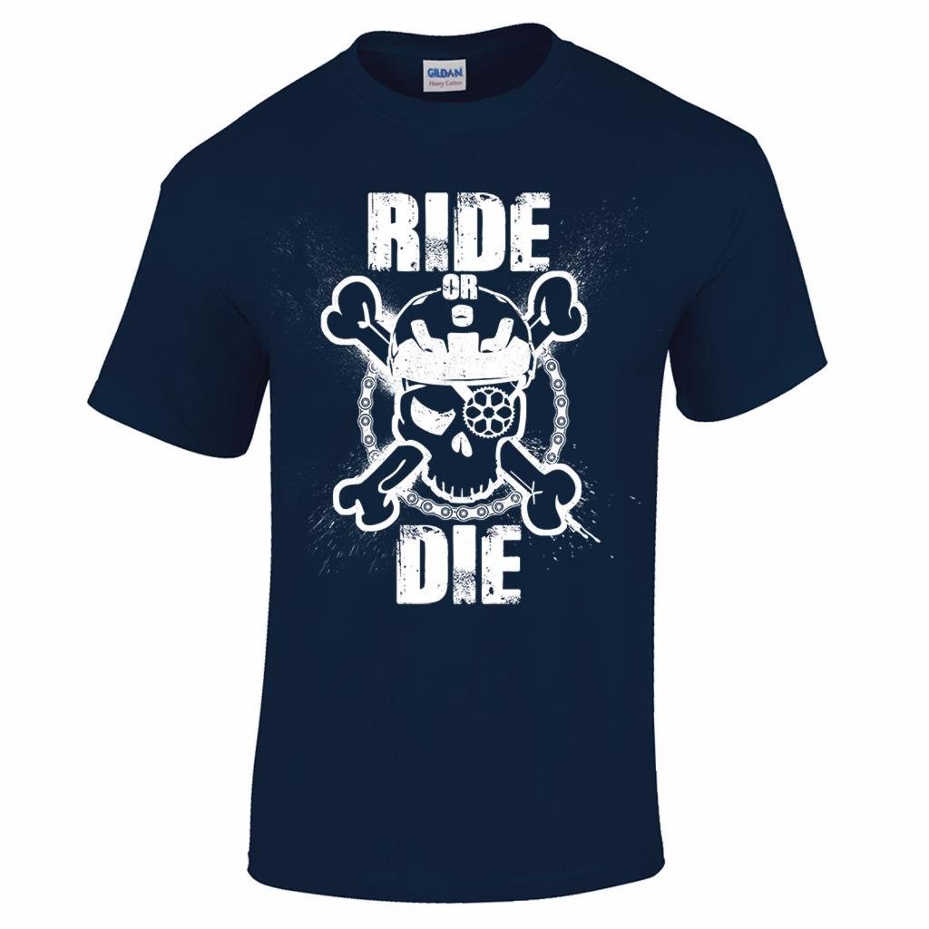 Men's Ride or Die Skull & Bones MTB Downhill Mountain Biking T-Shirt - Durable & Comfortable Cycling Tee for Mountain Bikers & Extreme Sports Enthusiasts
