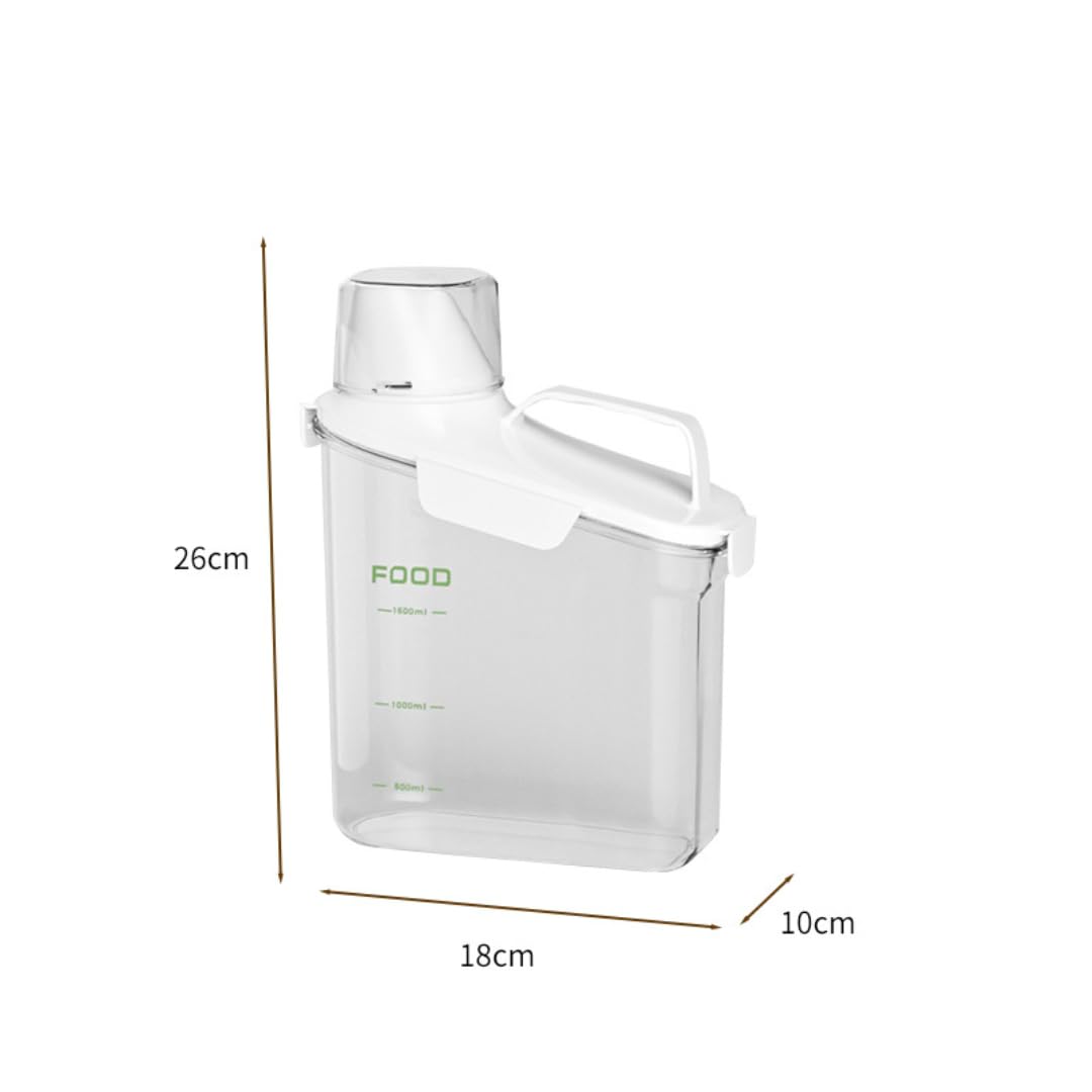 Airtight Cereal Storage Container - BPA-Free Clear Plastic Food Bin with Measuring Cup for Dry Food, Flour, Rice & Pet Food - Kitchen & Pantry Organization for Dog, Cat & Human Food Storage (2-Pack, White) - Perfect for Countertop, Pantry & Bulk Food Storage