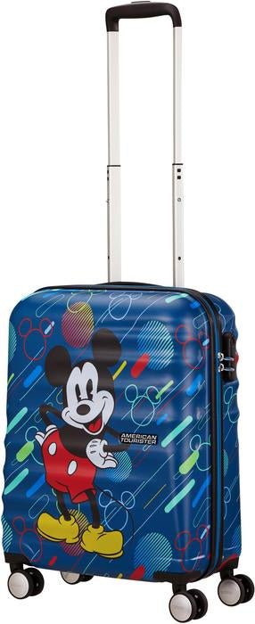 American Tourister Disney Wavebreaker Carry On Spinner Luggage - Mickey Future Pop Design, Lightweight Hardshell Suitcase for Travel, Business Trips & Family Vacations