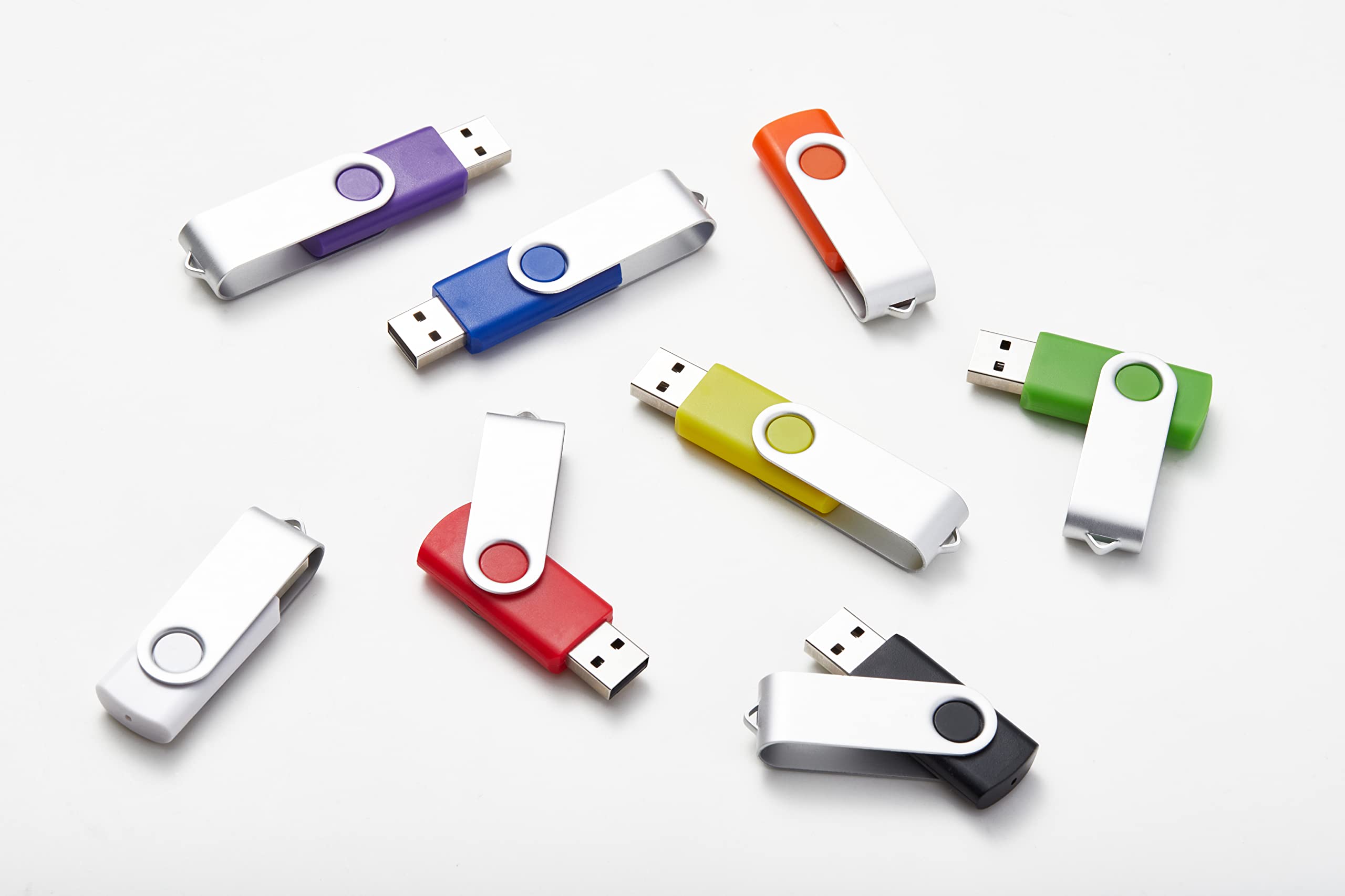 8GB 100 Pack USB 2.0 Flash Drives - Swivel Design, 5 Random Colors for Bulk Data Storage - Perfect for Business, School, Events & Promotions (8GB, 100 Pack)