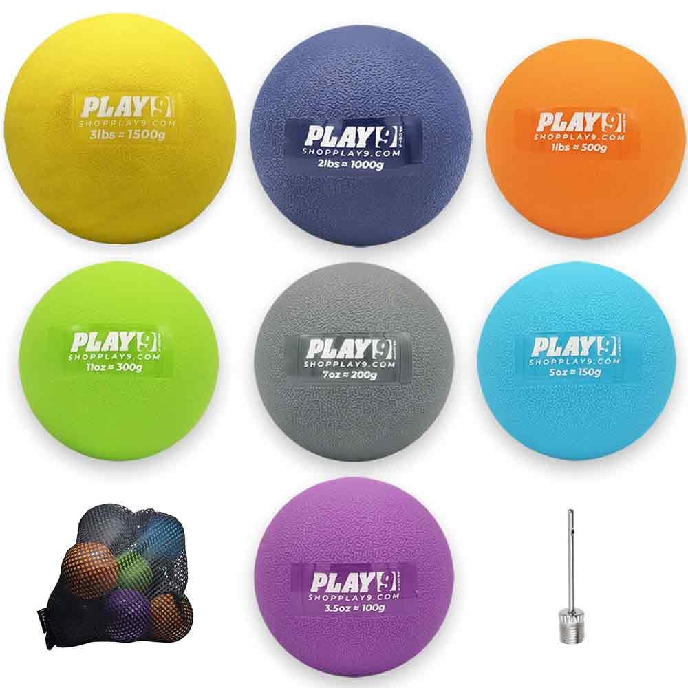 SHOP PLAY 9 - Premium Plyometric Baseballs for Strength & Velocity Training | Weighted Training Balls for Baseball Players | Textured Grip for Arm Care & Throwing Practice | Perfect for Baseball Drills, Pitching Workouts & Rehabilitation Exercises