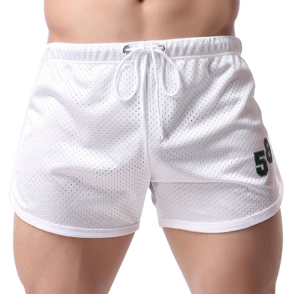 GUSOP Men's White Denim Shorts - XL Size, Fashionable & Comfortable Casual Workout Shorts for Gym, Bodybuilding & Summer Wear | Perfect for Fitness, Running & Outdoor Activities