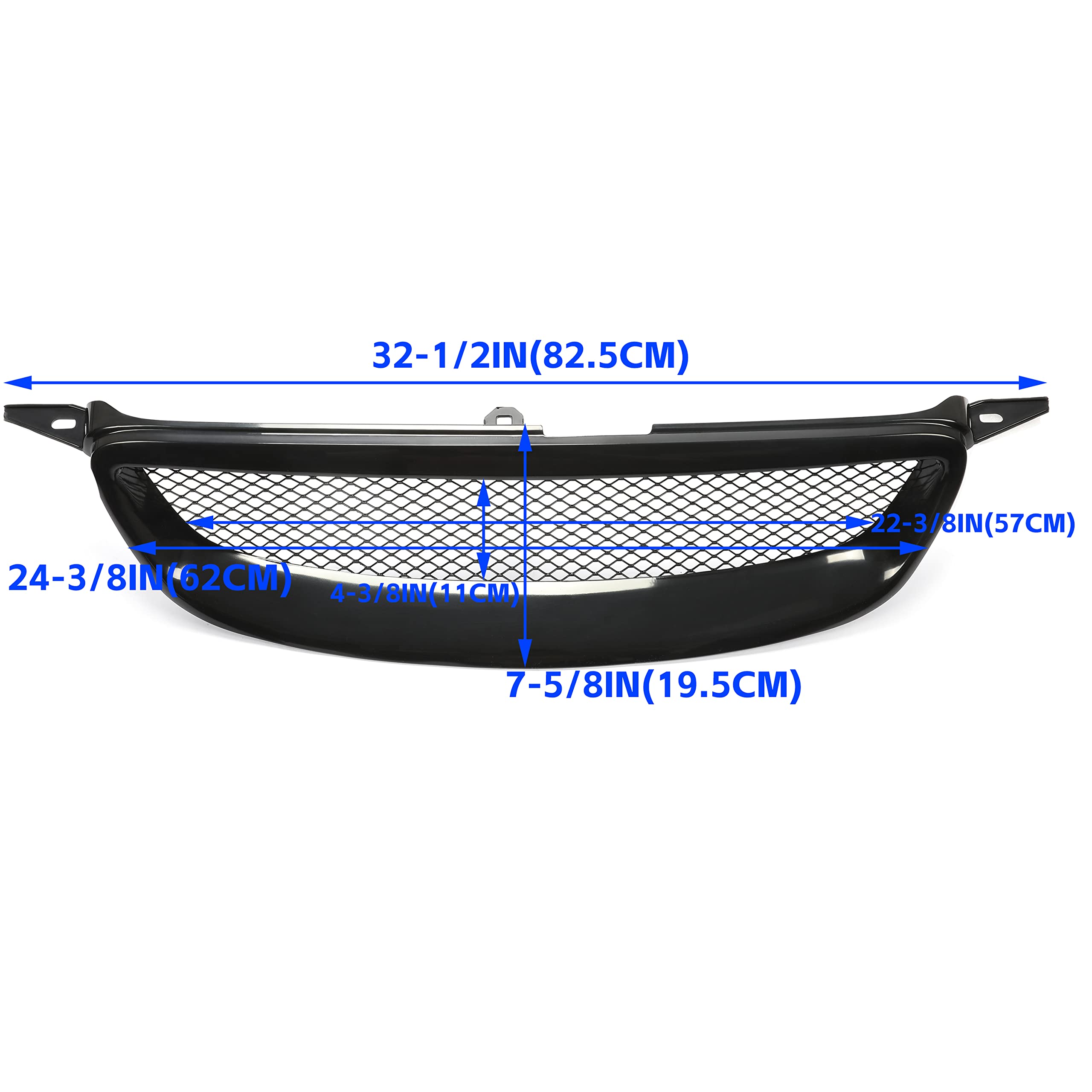 HECASA Black Powder Coated Front Bumper Grill for 2003-2007 Toyota Corolla CE LE S XRS 4-Door | Hood Mesh Grille Replacement | Enhances Vehicle Style & Protection