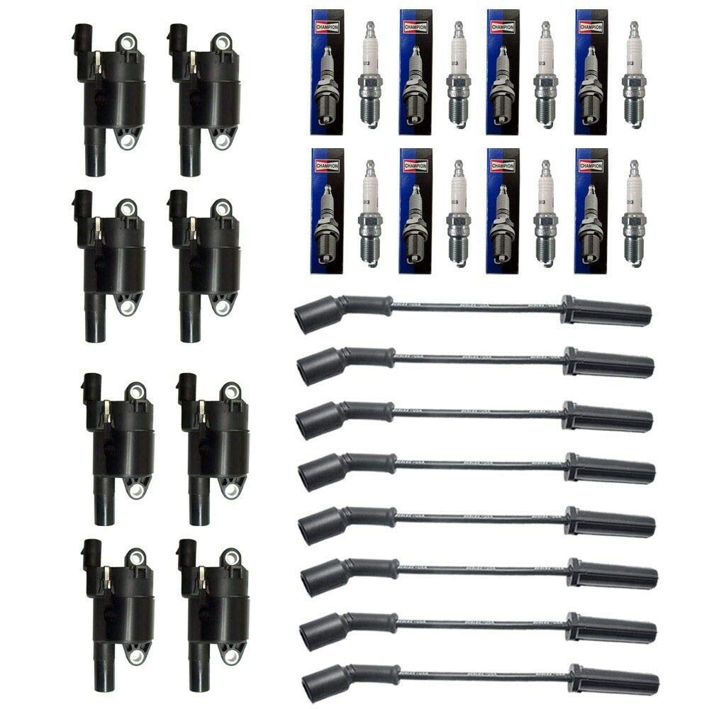 High-Performance Ignition Coil Pack Kit - 8 Herko Coils, 8 Champion 3013 Spark Plugs & 8 Herko Wires - Compatible with Most Vehicles - Perfect for Engine Tune-Ups & Performance Upgrades