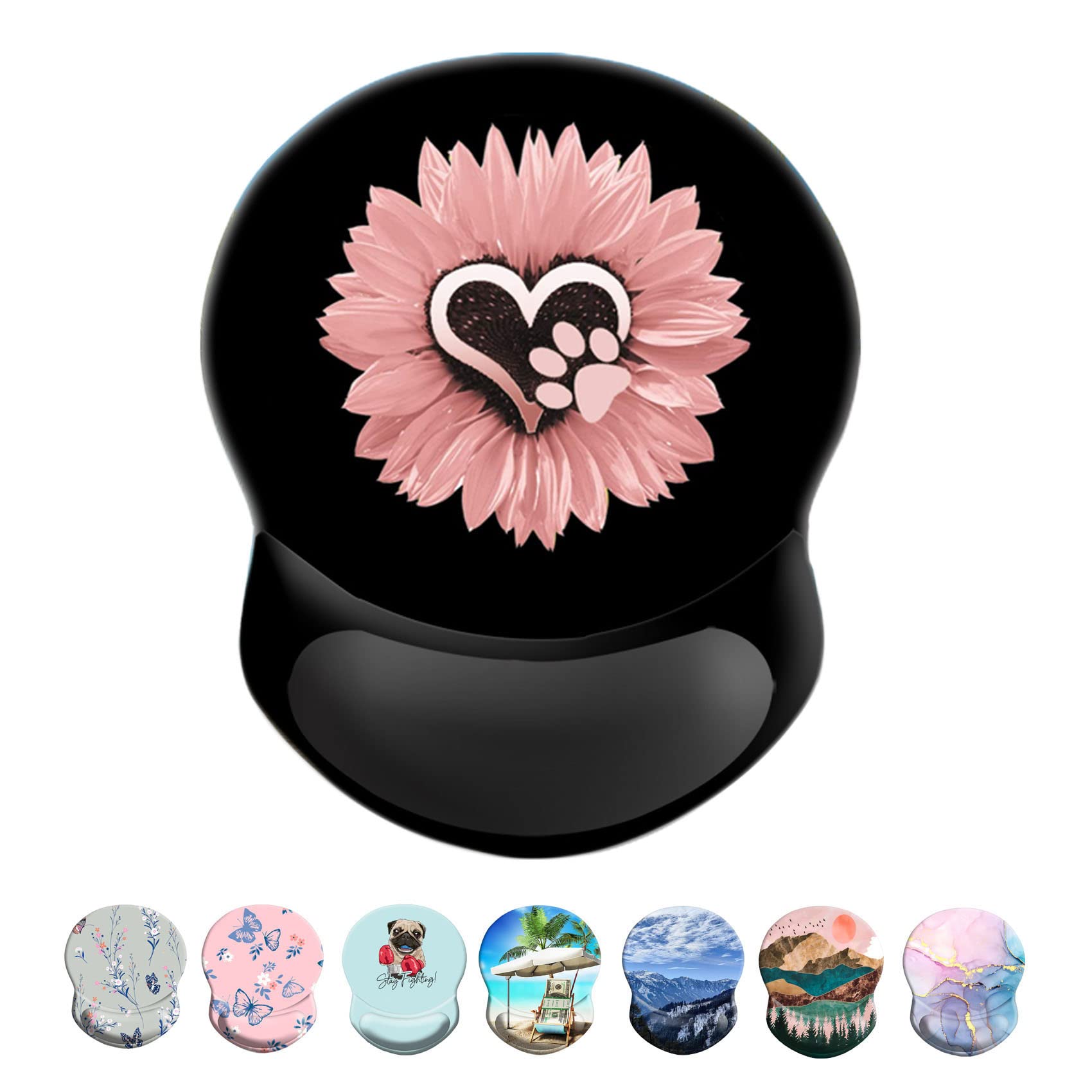 Ergonomic Mouse Pad with Wrist Support - Pain Relief, Non-Slip PU Base for Home Office, Working, Studying & Gaming - Comfortable Computer Mouse Pad (Pink Heart Flowers Design) - Perfect for Long Hours of Computer Use, Typing and Online Meetings
