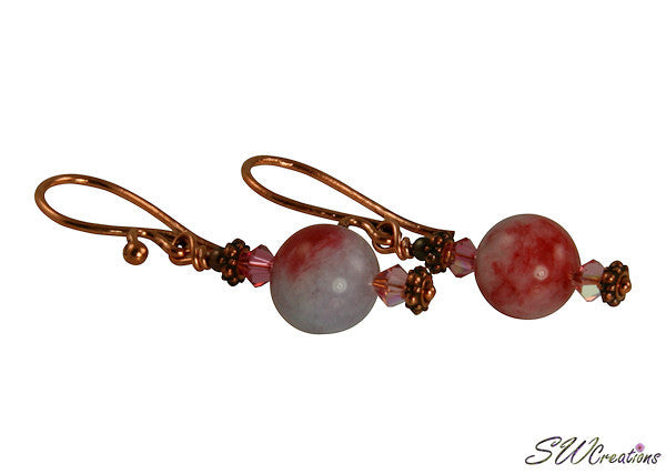 Handmade Copper Jade Gemstone Earrings for Women - Elegant Boho Jewelry for Parties, Weddings & Everyday Wear