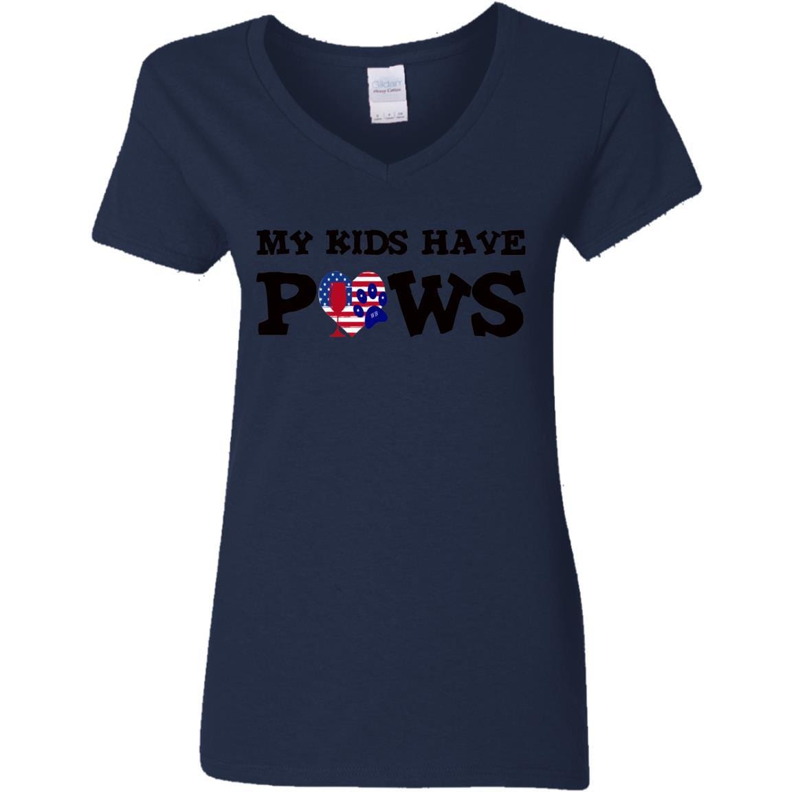 My Kids Have Paws Women's 5.3 oz V-Neck T-Shirt - Comfortable Pet Lover Tee for Casual Wear & Dog Mom Outfits