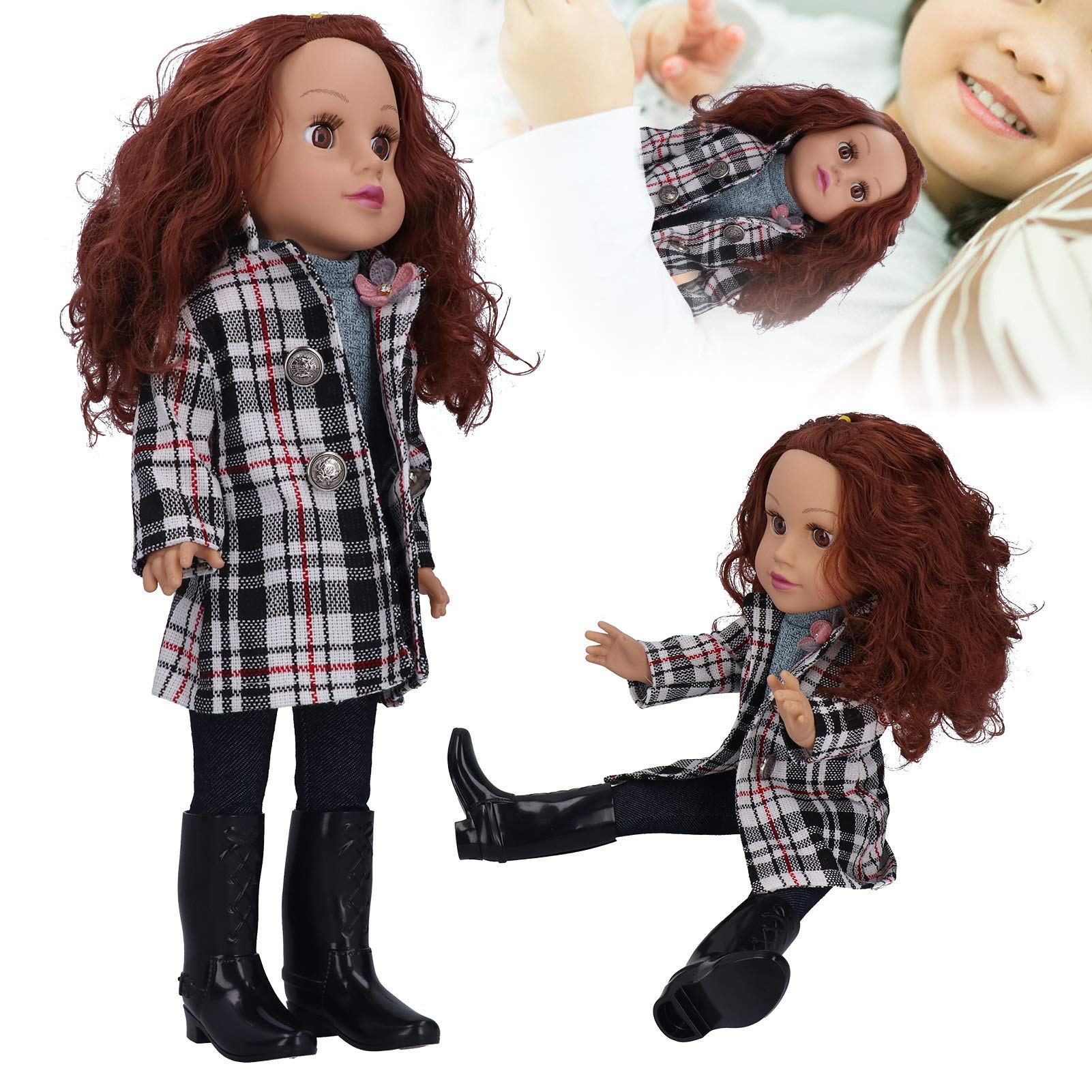 Reborn Baby Doll Girl - Lifelike Vinyl Doll with Plaid Clothes for Kids | Perfect Gift & Playtime Companion