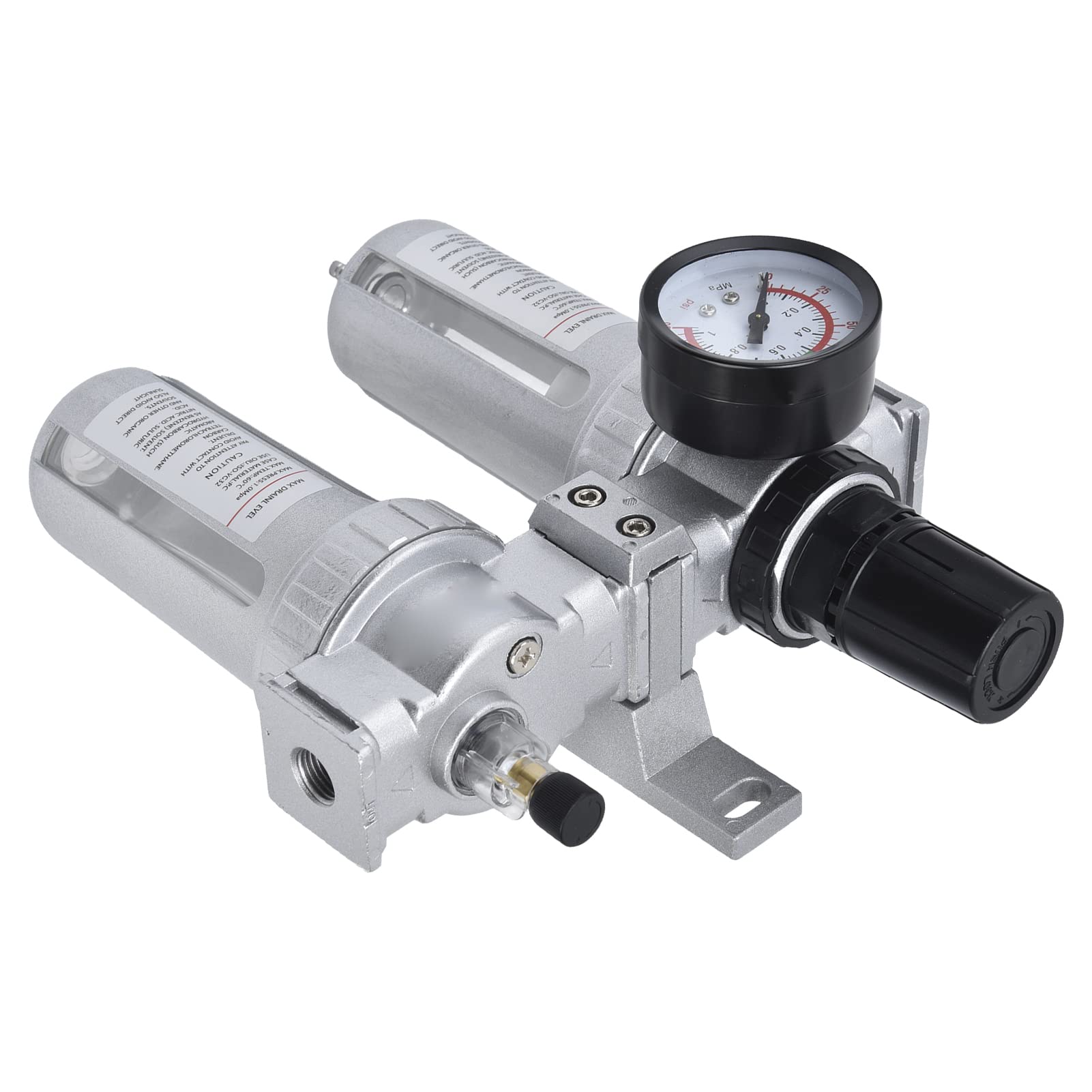 Compressed Air Filter Regulator Combo with Transparent Lubricator Cup - SFC300 Pneumatic Tool Pressure Regulator for Industrial Air Compressors | Workshop, Automotive & Manufacturing Use
