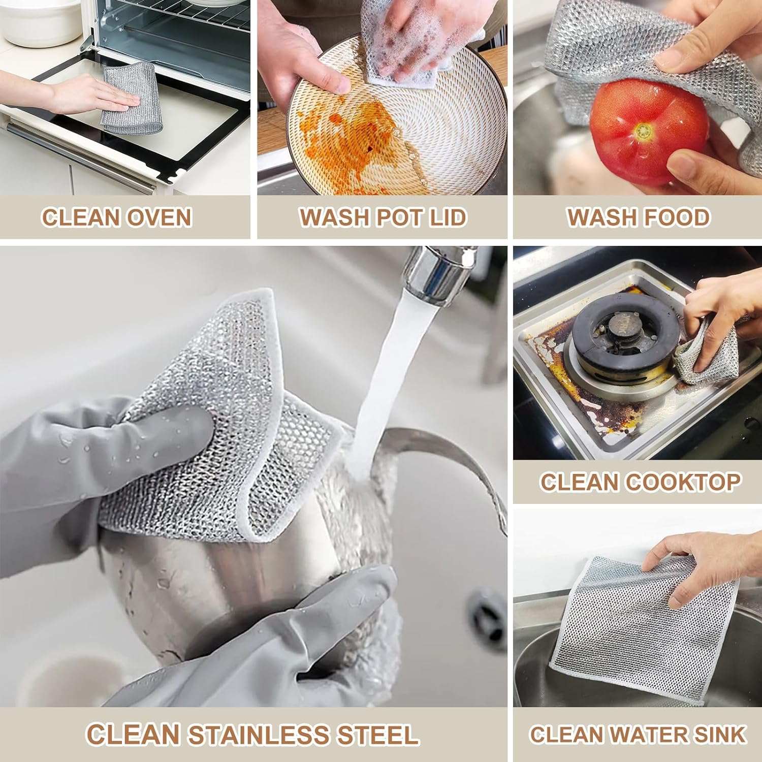Shrux Premium Dishwashing Rags - Extra Strong Scrubbing & Cleaning Cloths for Kitchen Dishes, Sinks, Countertops, Stove Tops | Easy Rinse Steel Wire Dish Cloth | Scratch-Free Powerful Cleaning Wipes for Utensils & Bathroom | Ideal for Daily Kitchen Cleaning & Tough Stain Removal