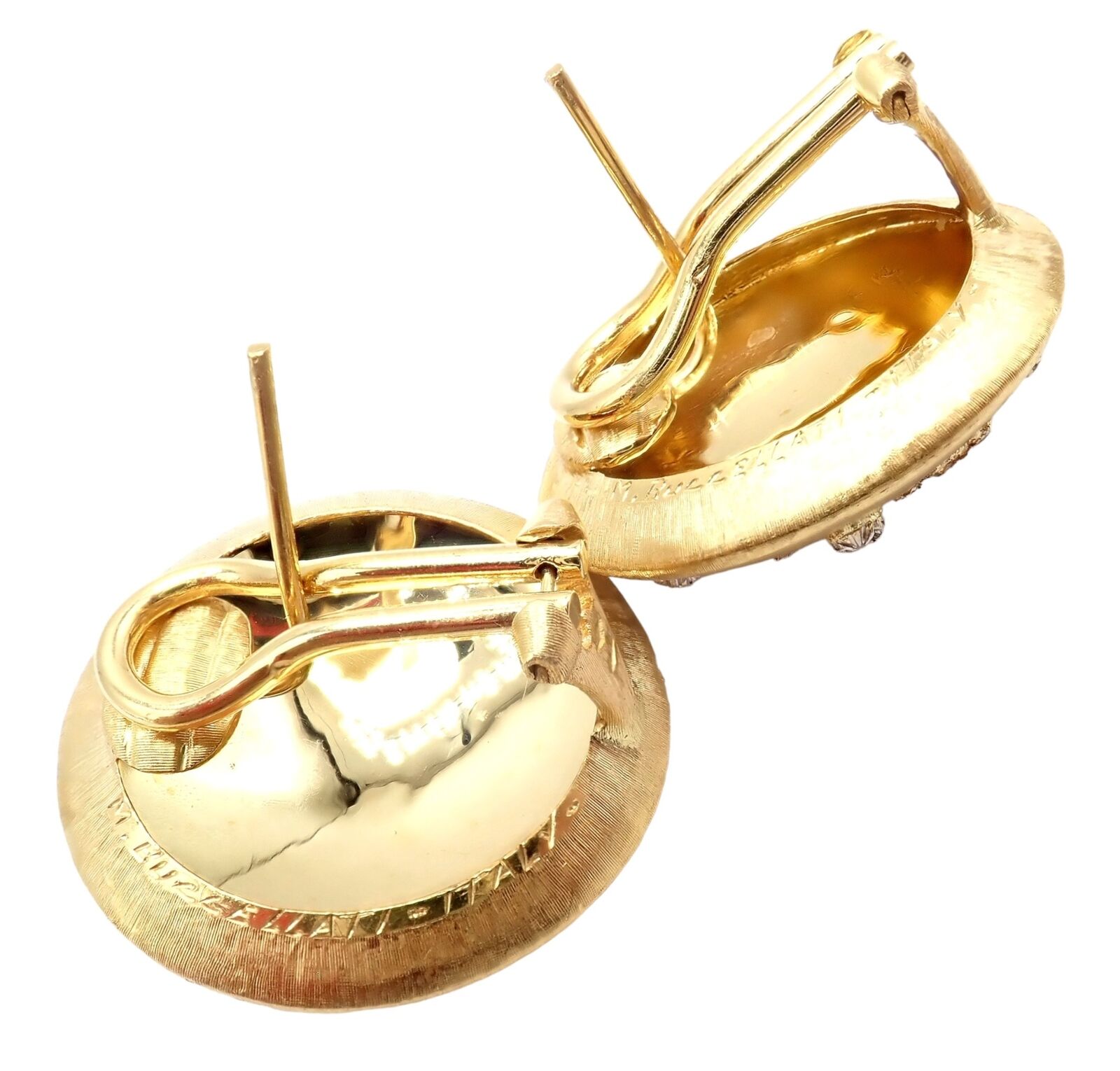 Vintage Mario Buccellati 18k Yellow & White Gold Geminato Large Button Earrings - Luxury Italian Jewelry for Women - Perfect for Weddings, Parties & Special Occasions