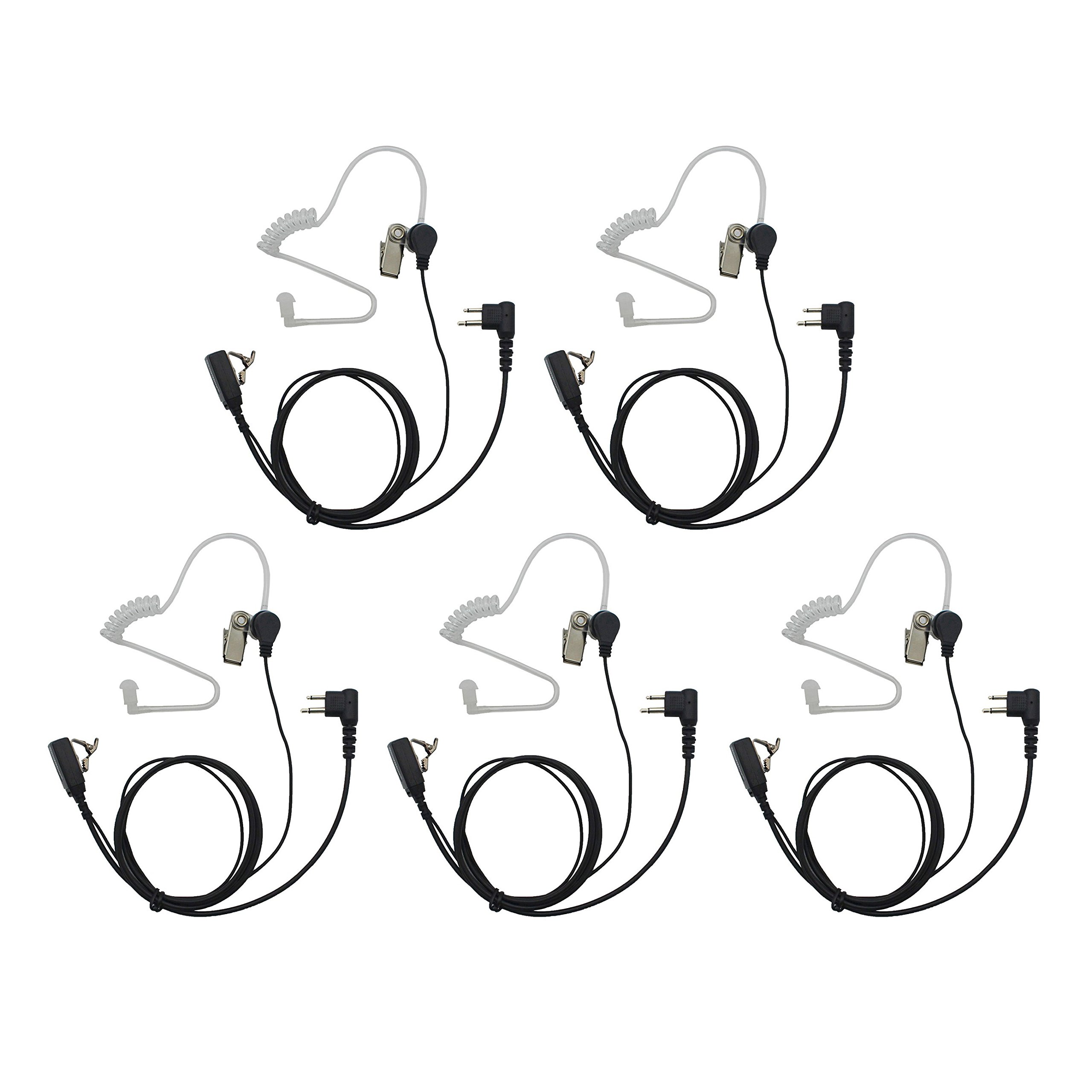 GoodQbuy 2 Pin PTT Mic Covert Acoustic Tube Earpiece Headset for Motorola Two-Way Radio RMM2050 GP300 CP200 PR400 CLS1110 (5 Pack) - Ideal for Security, Event Staff & Discreet Communication