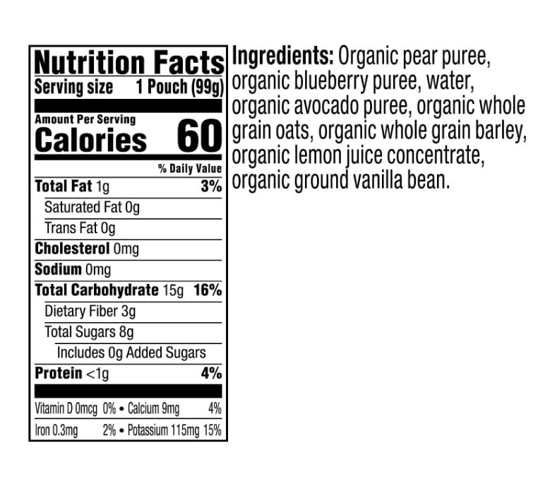 Organic Plum Stage 2 Baby Food Pouch - Pear, Blueberry & Avocado with Granola - 3.5oz (6 Pack) | USDA Certified Fruit & Vegetable Puree for Toddlers | On-the-Go Snack for Travel & Daycare