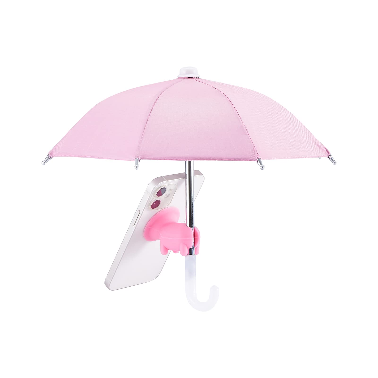 Universal Phone Umbrella Suction Cup Stand - Creative Piggy Design Desktop & Outdoor Phone Holder with Sun Shade Cover - Perfect for Beach, Poolside, and Outdoor Activities (Pink)
